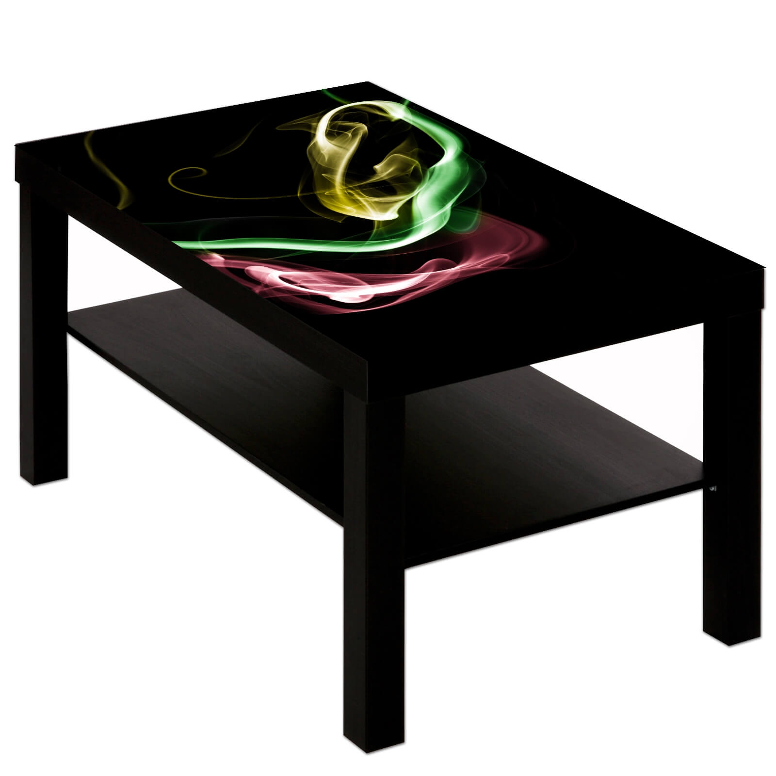 Couchtisch Tisch mit Motiv Bild Muster Rauch in Farbe aus schwarz