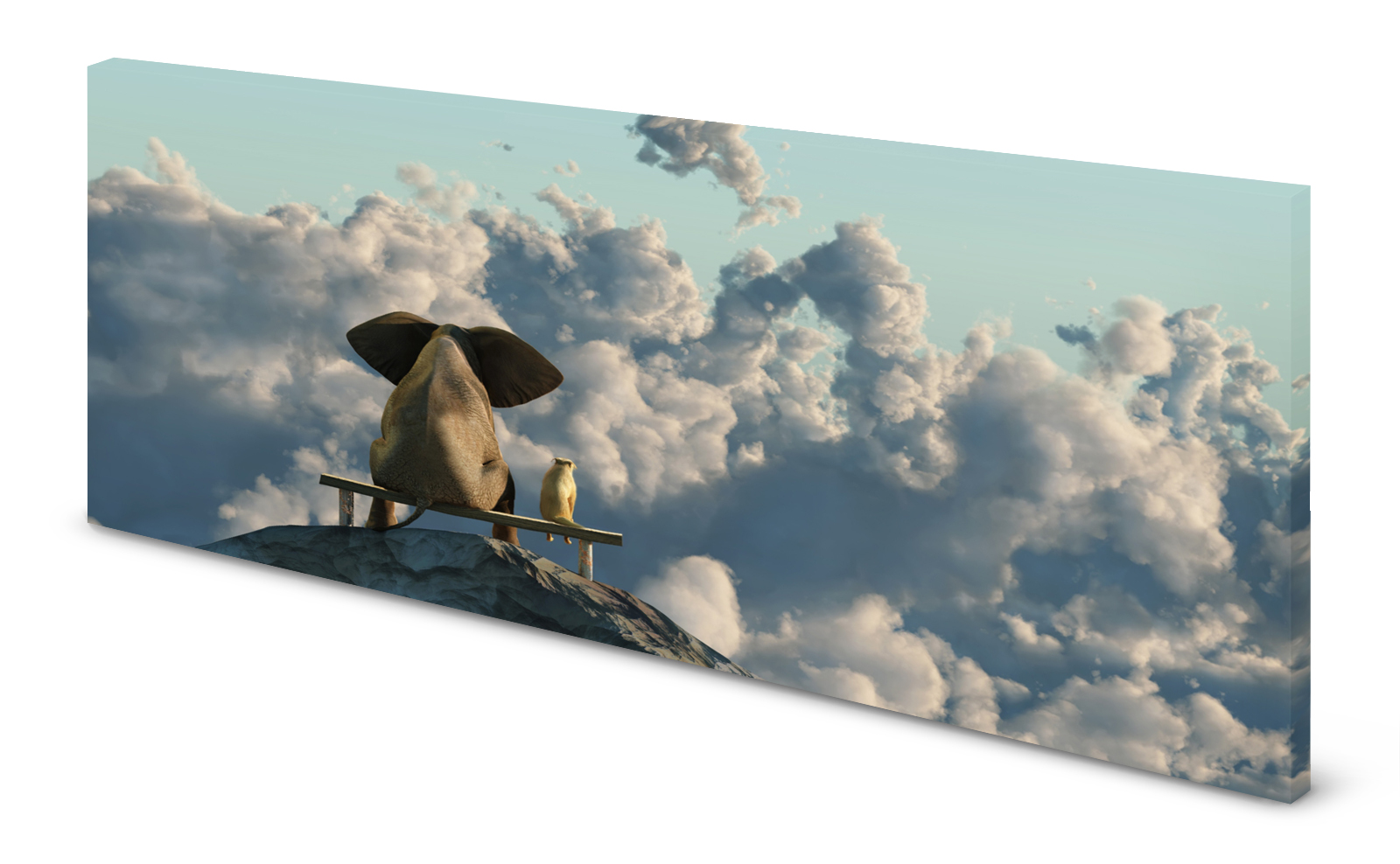 Magnettafel Pinnwand Bild Elefant Hund Freundschaft Gipfel Wolken gekantet