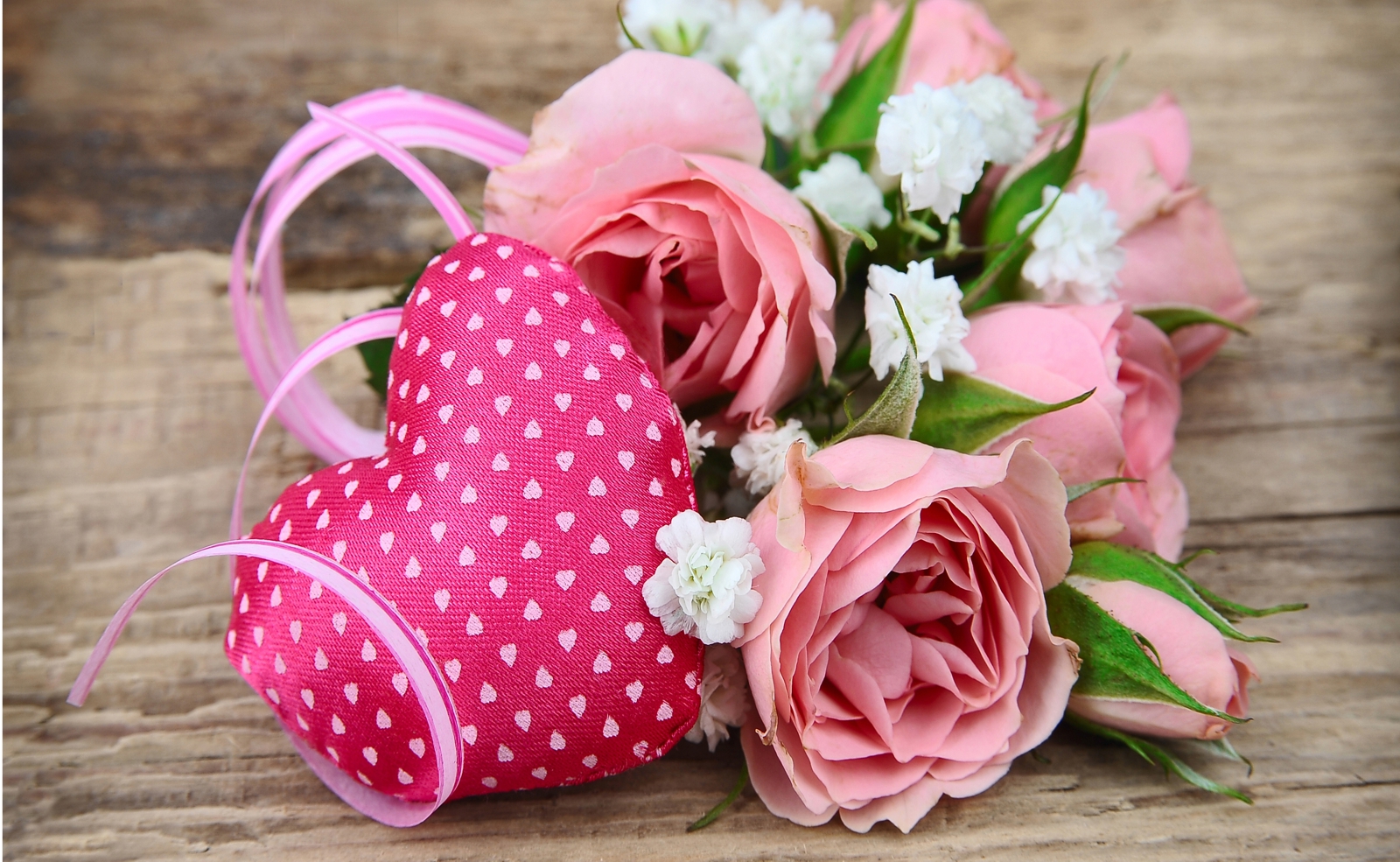 Couchtisch mit Motiv Blumen Romantik Herz & Rosen in rosa