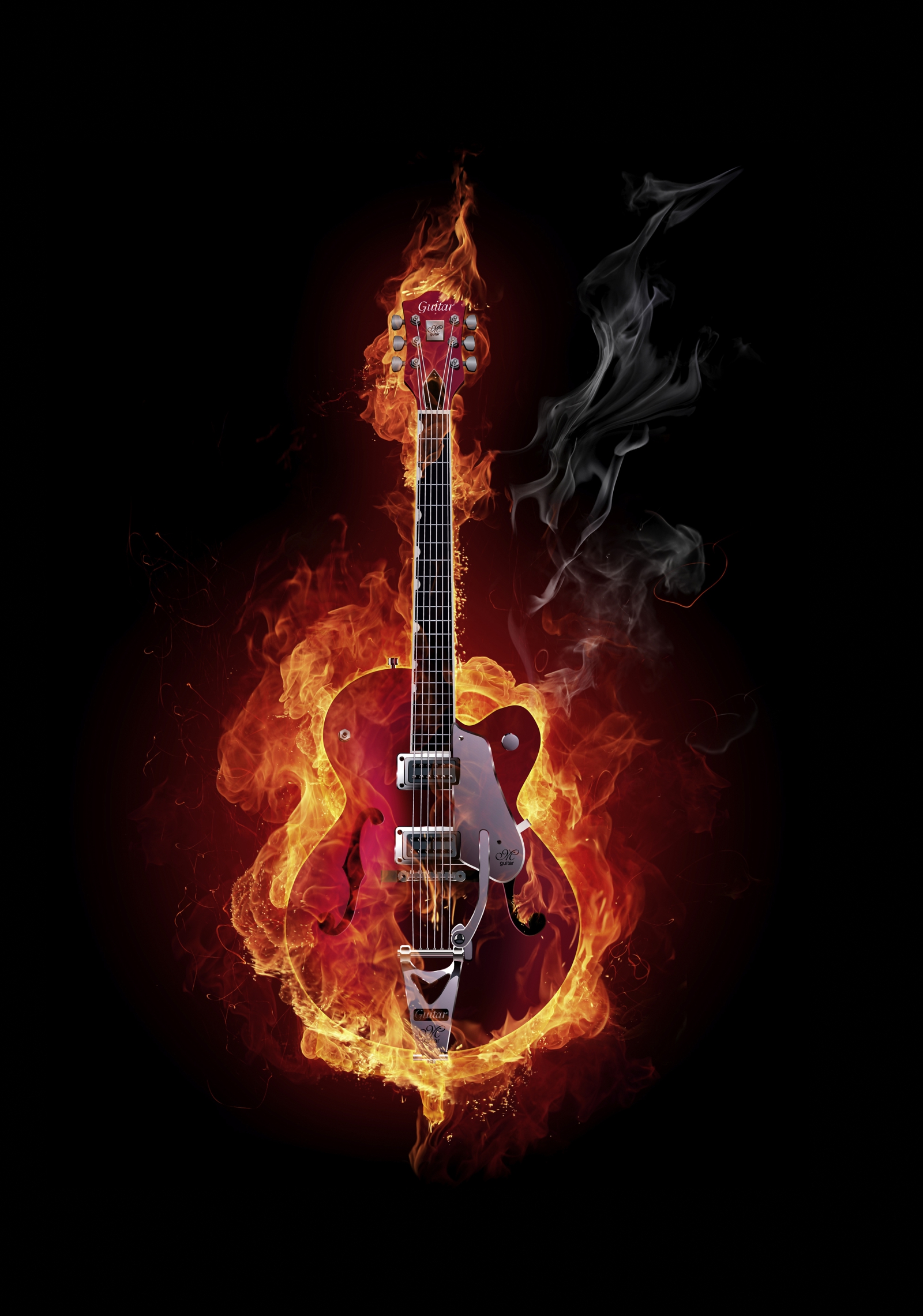 Leinwandbild Burn Gitarre in Flammen