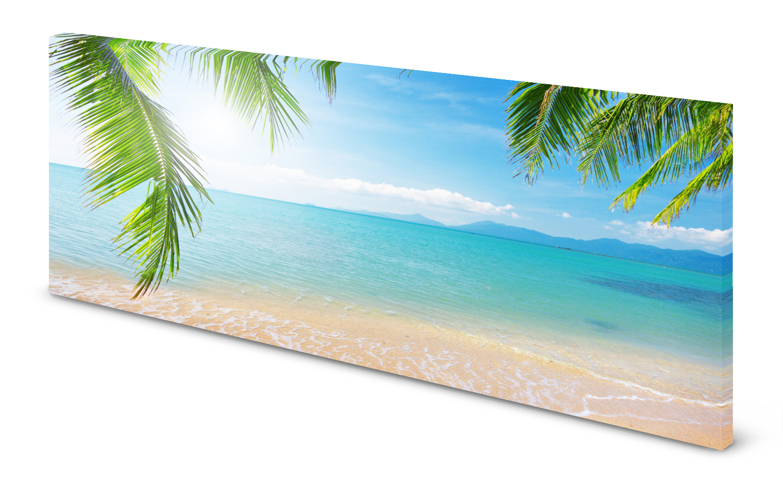 Magnettafel Pinnwand Bild Meer Palmen Strand Urlaub gekantet