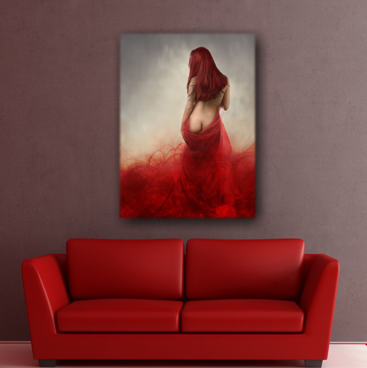 Leinwand Bild Erotik Lady in red