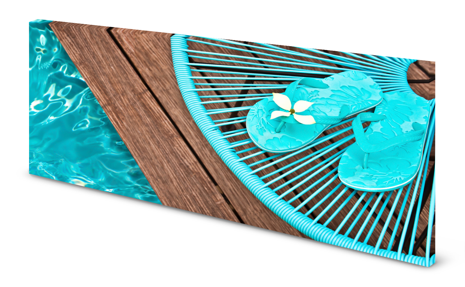 Magnettafel Pinnwand Bild Urlaub Holz Wasser türkis Flip Flops