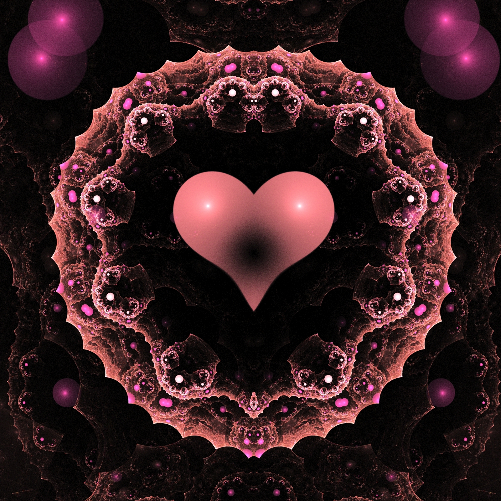 Beistelltisch Couchtisch mit Motiv Techno Herz in schwarz und rosa