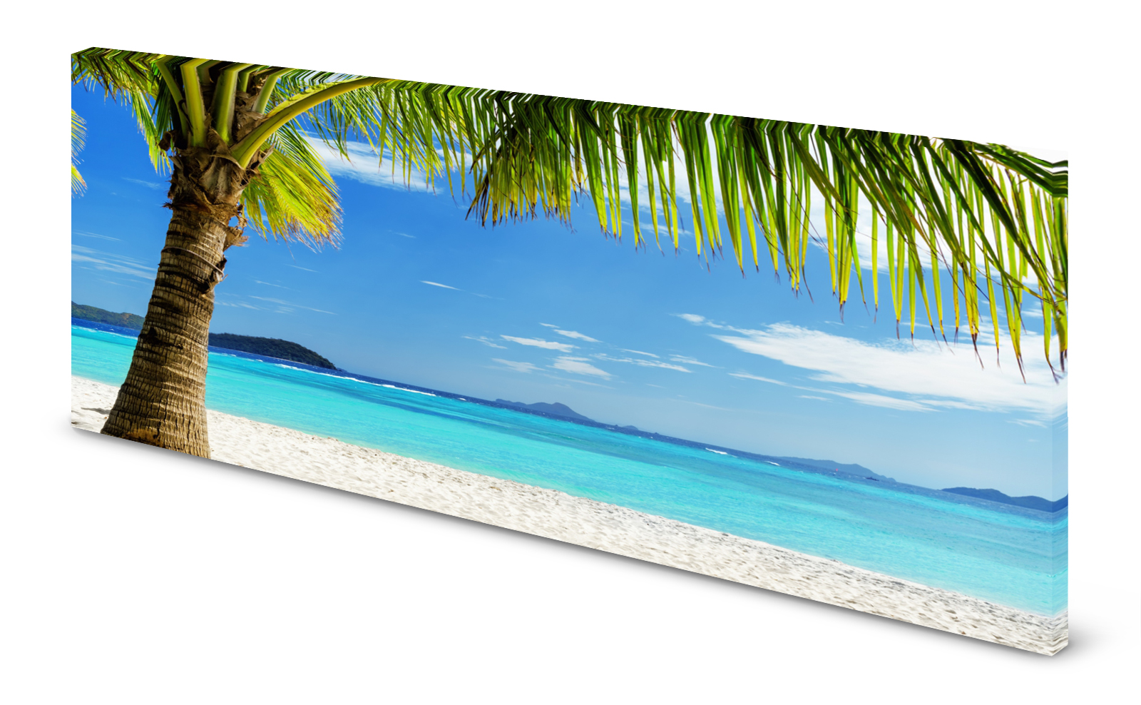 Magnettafel Pinnwand Bild Palmen Strand Insel gekantet