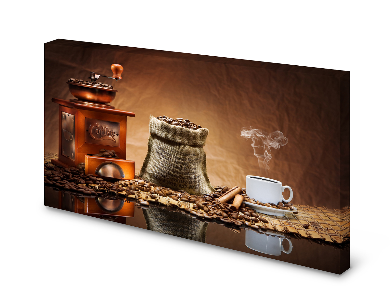 Magnettafel Pinnwand Bild Kaffee Mühle Bohnen XXL gekantet