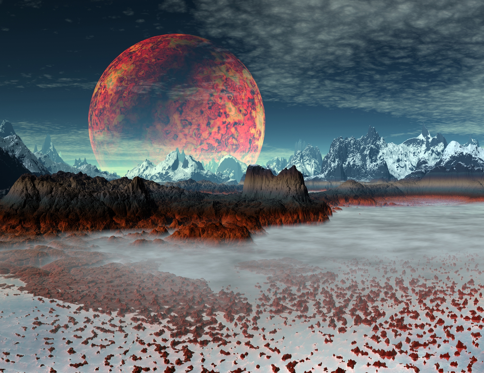 Leinwand Bild edel Fantasy Science Fiction Roter Planet