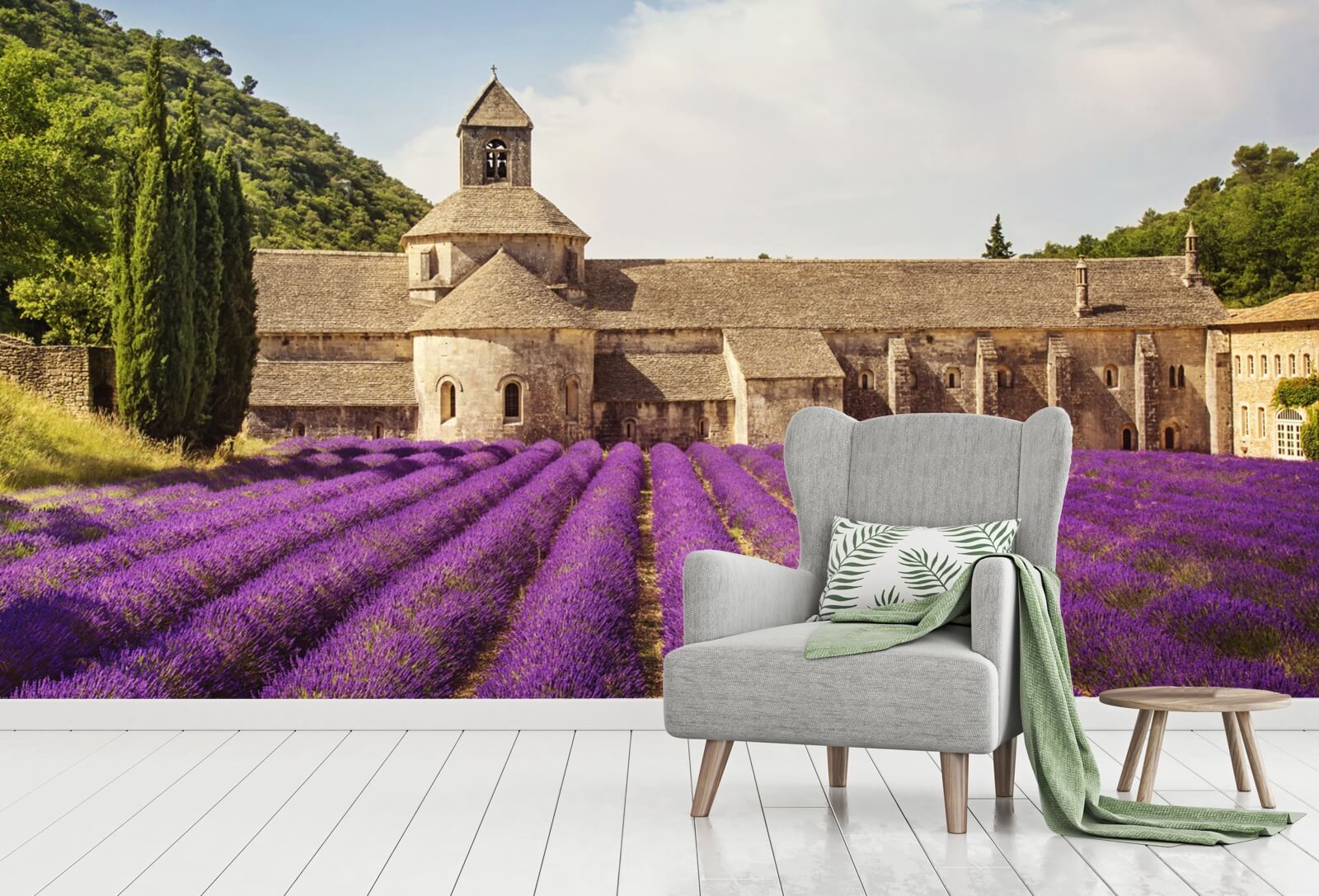 Vlies Tapete Poster Landschaft Kloster Frankreich Lavendel Provence