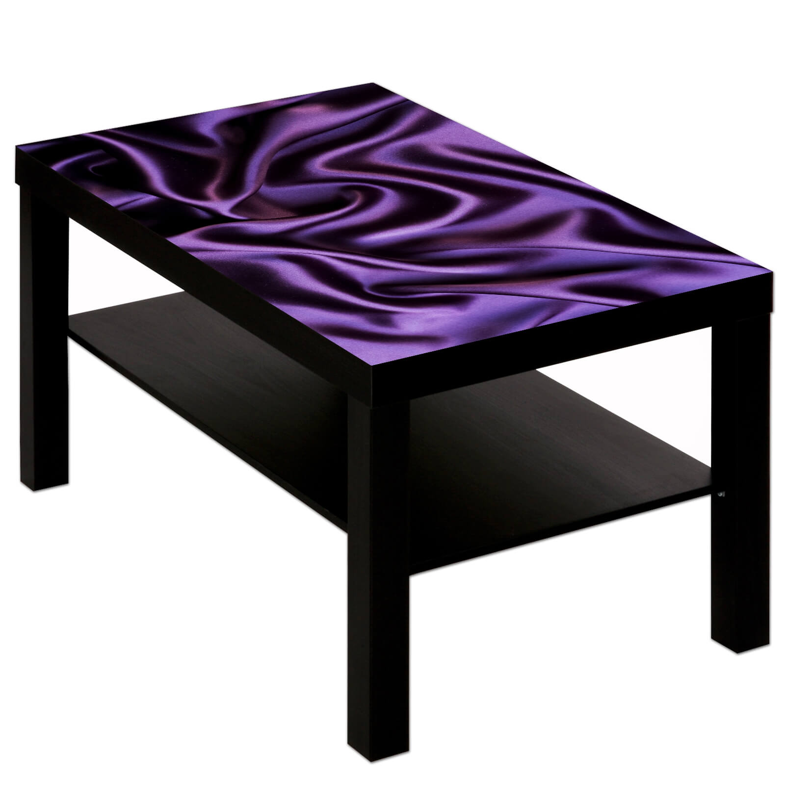 Couchtisch Tisch mit Motiv Bild Muster Seide Stoff in lila