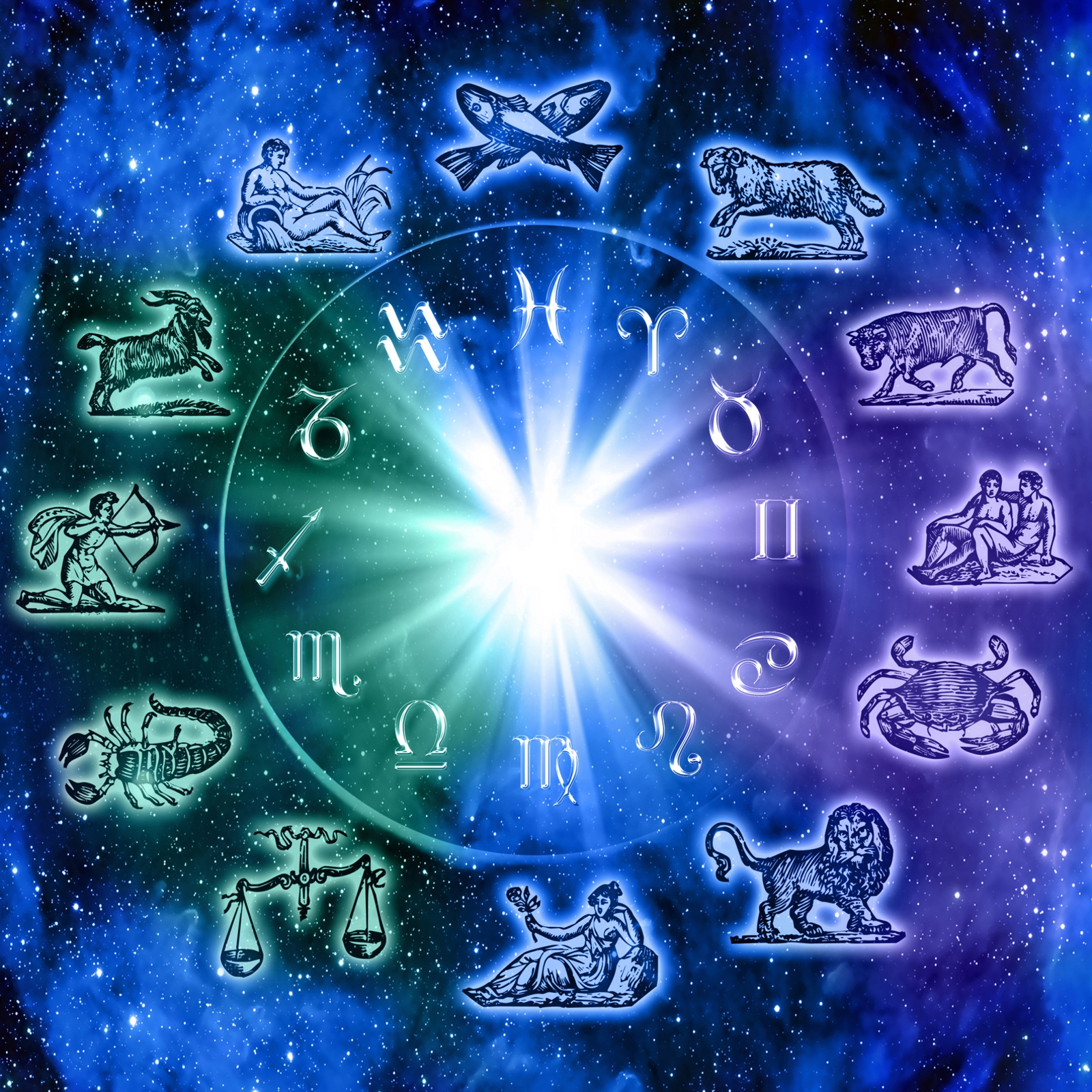 Beistelltisch Couchtisch mit Motiv Horoskop Sternkreiszeichen