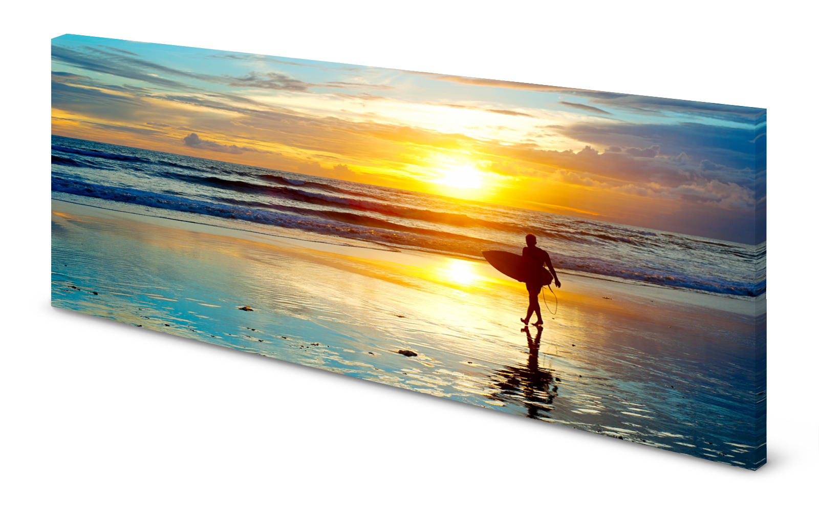 Magnettafel Pinnwand Bild Surfen Strand Sonnenuntergang gekantet