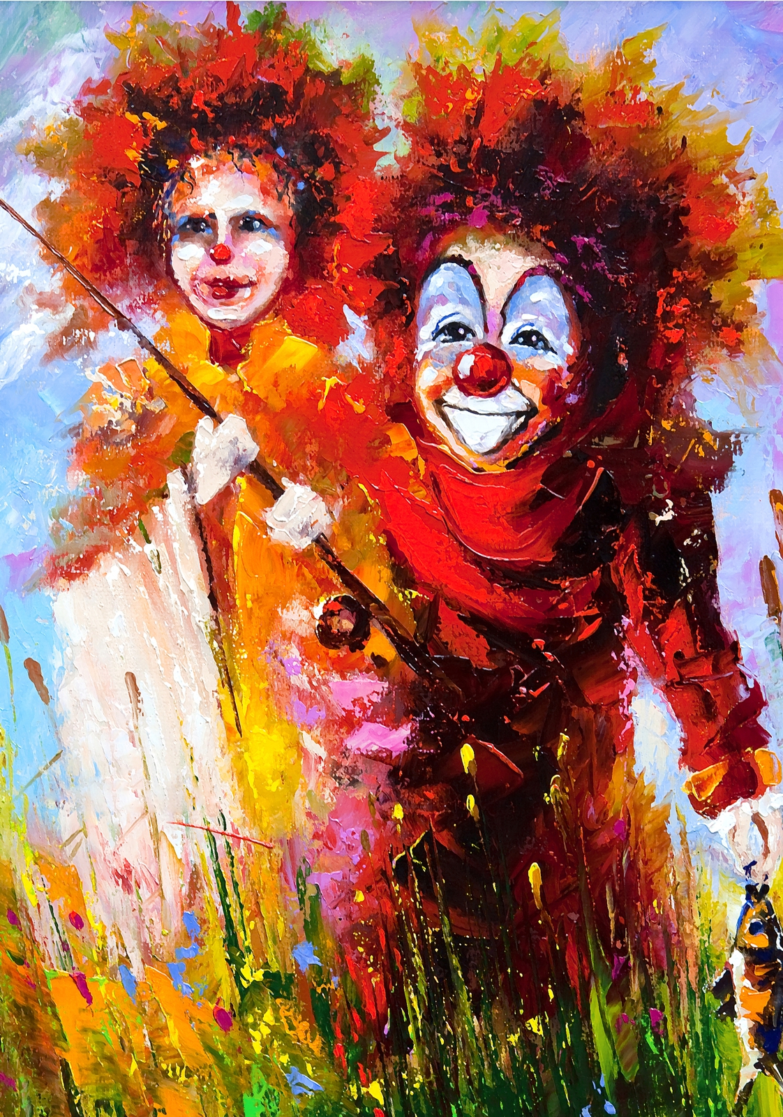 Leinwandbild Gemälde Clowns
