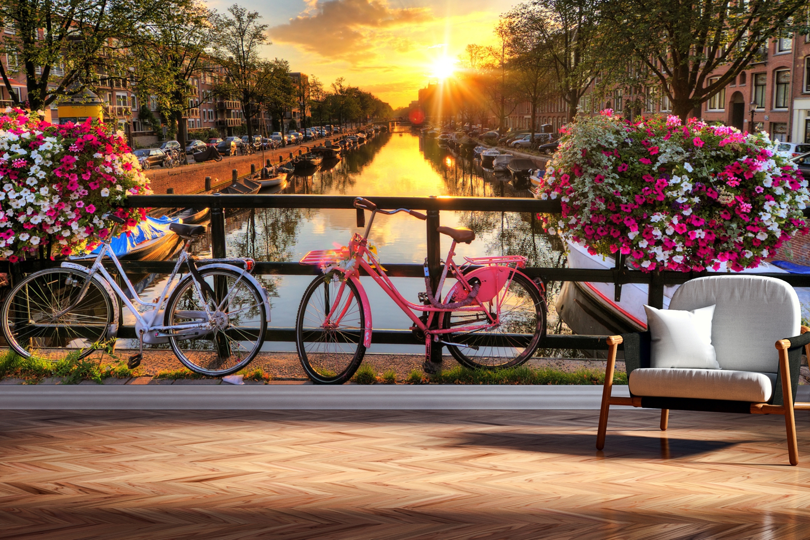 Vlies Tapete XXL Poster Fototapete Holland Fahrrad Blumen