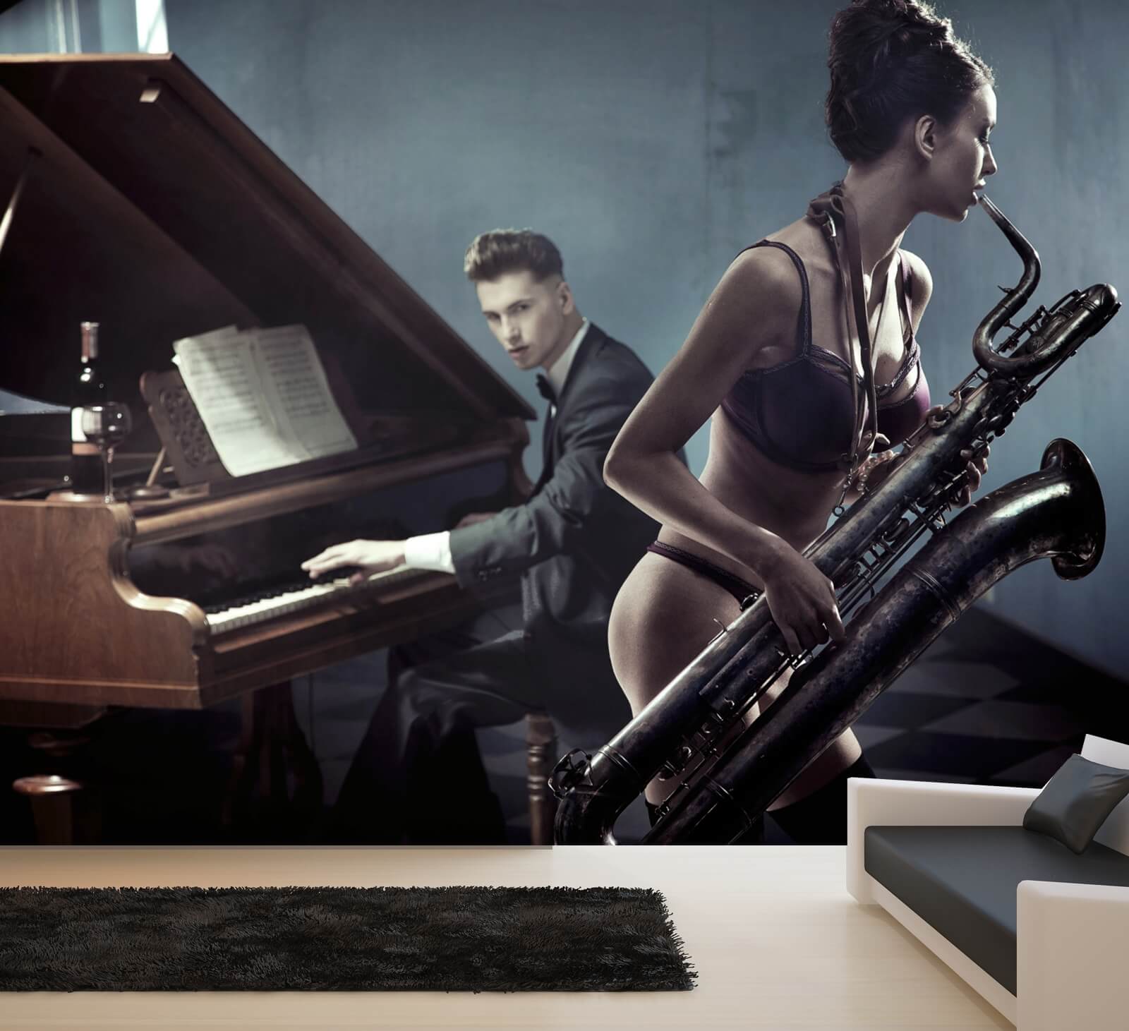 Vlies Tapete Fototapete Erotik Lady Piano Saxophon Bar