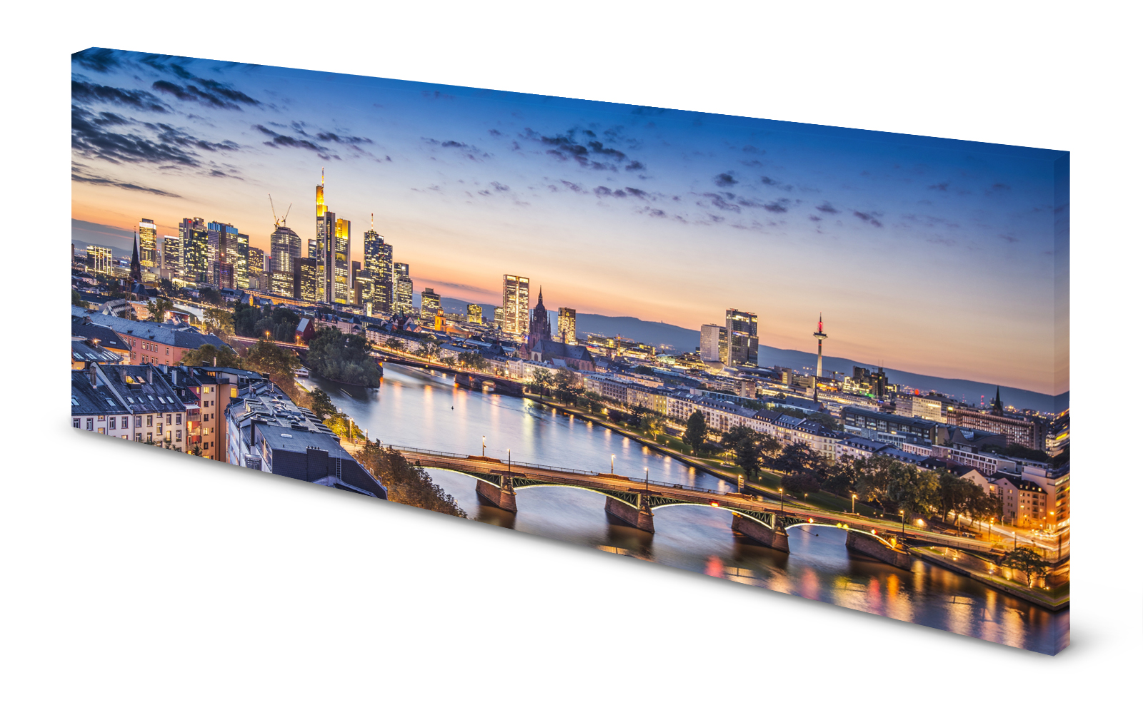 Magnettafel Pinnwand Bild Panorama Frankfurt Skyline gekantet