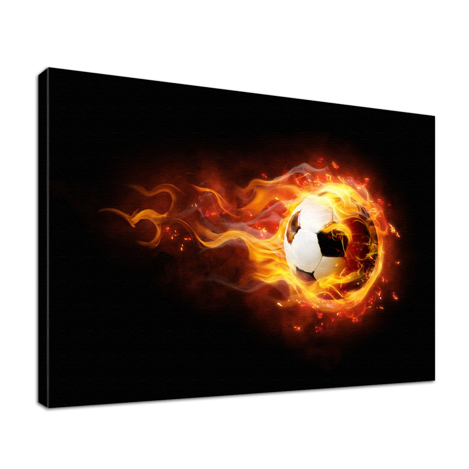 Leinwandbild Burn Fußball in Flammen