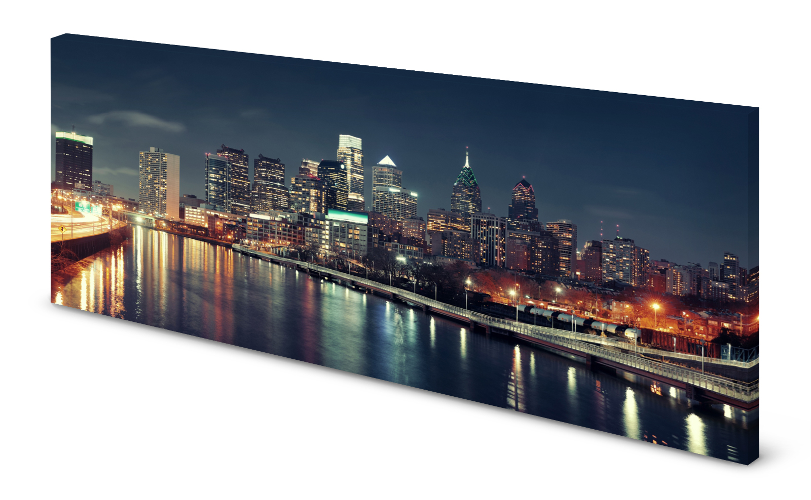 Magnettafel Pinnwand Bild Panorama USA Philadelphia Skyline gekantet