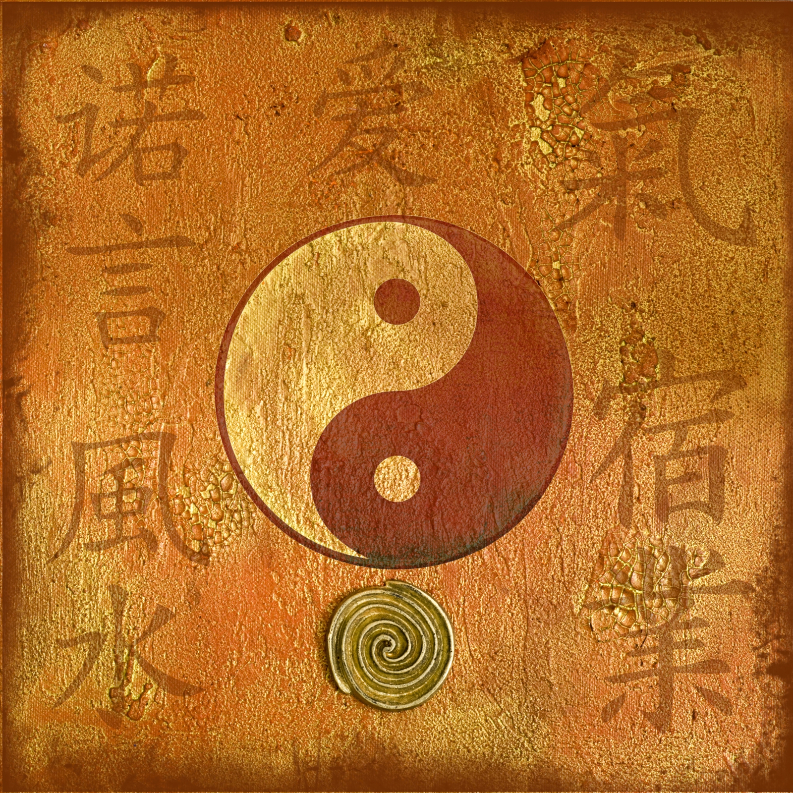 Beistelltisch Couchtisch mit Motiv Yin und Yang