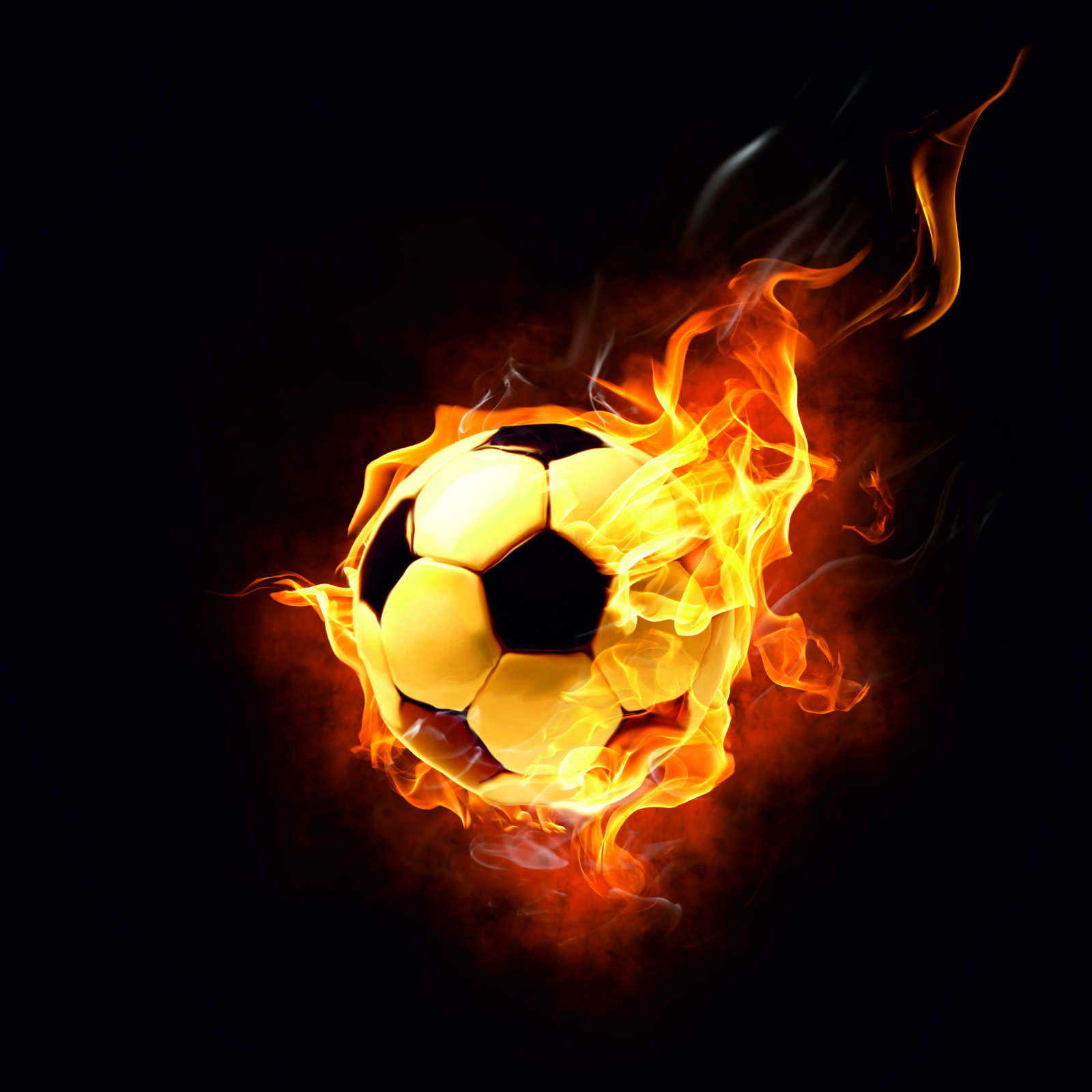 Beistelltisch Couchtisch mit Motiv Fußball in Flammen