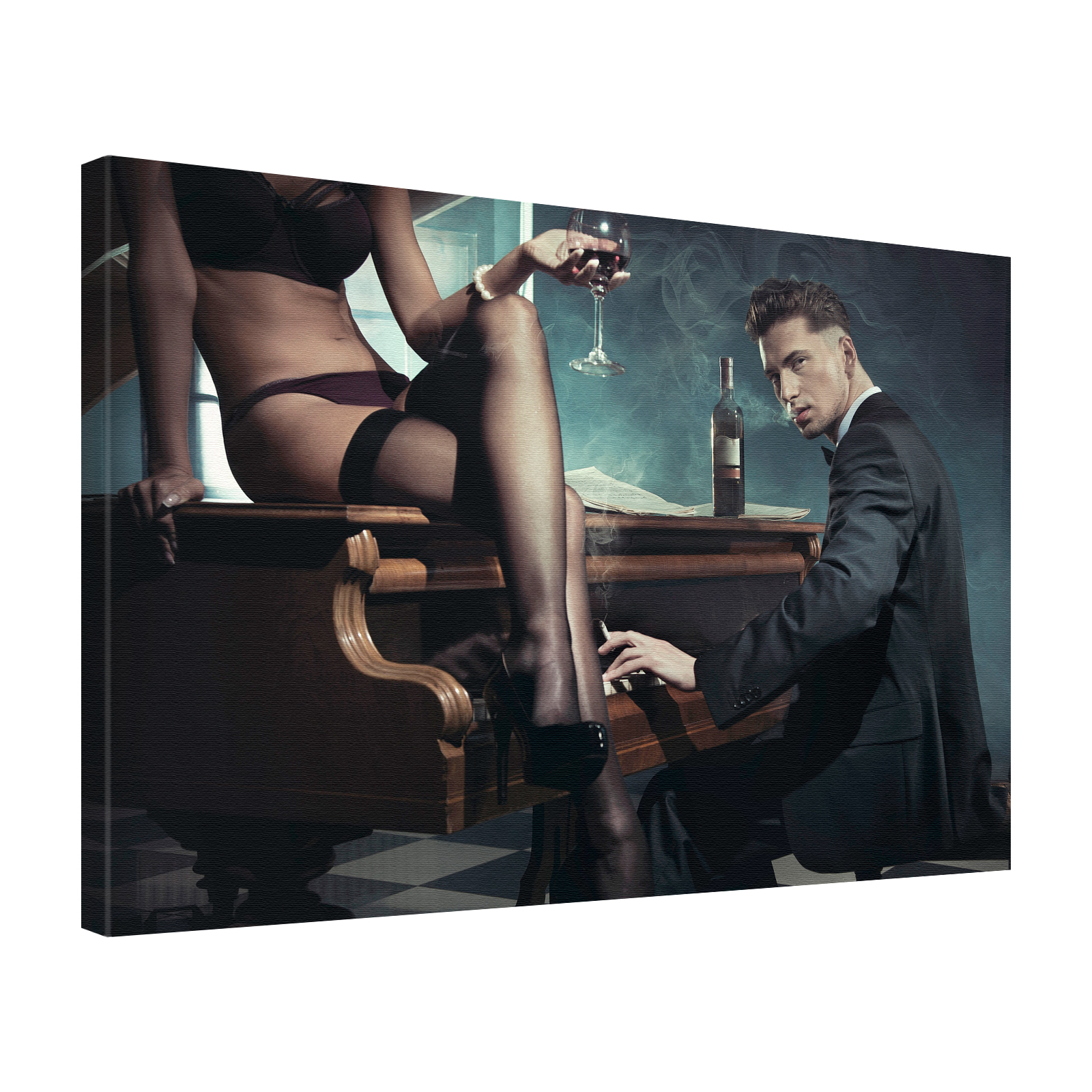 Leinwand Bild Erotik Piano Bar