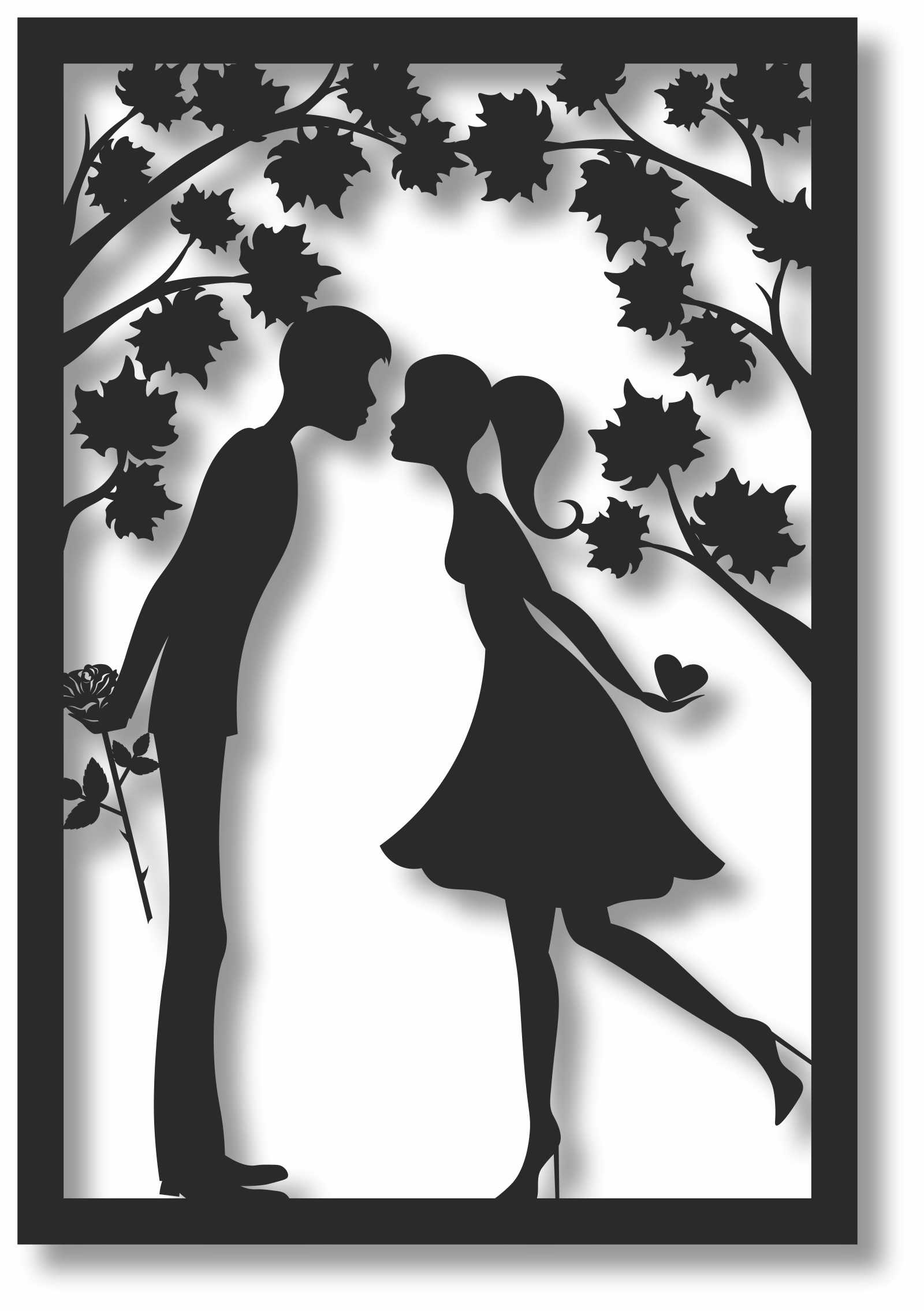 Bild Wandbild 3D Wandtattoo Acryl Retro Liebespaar Paar Romantik