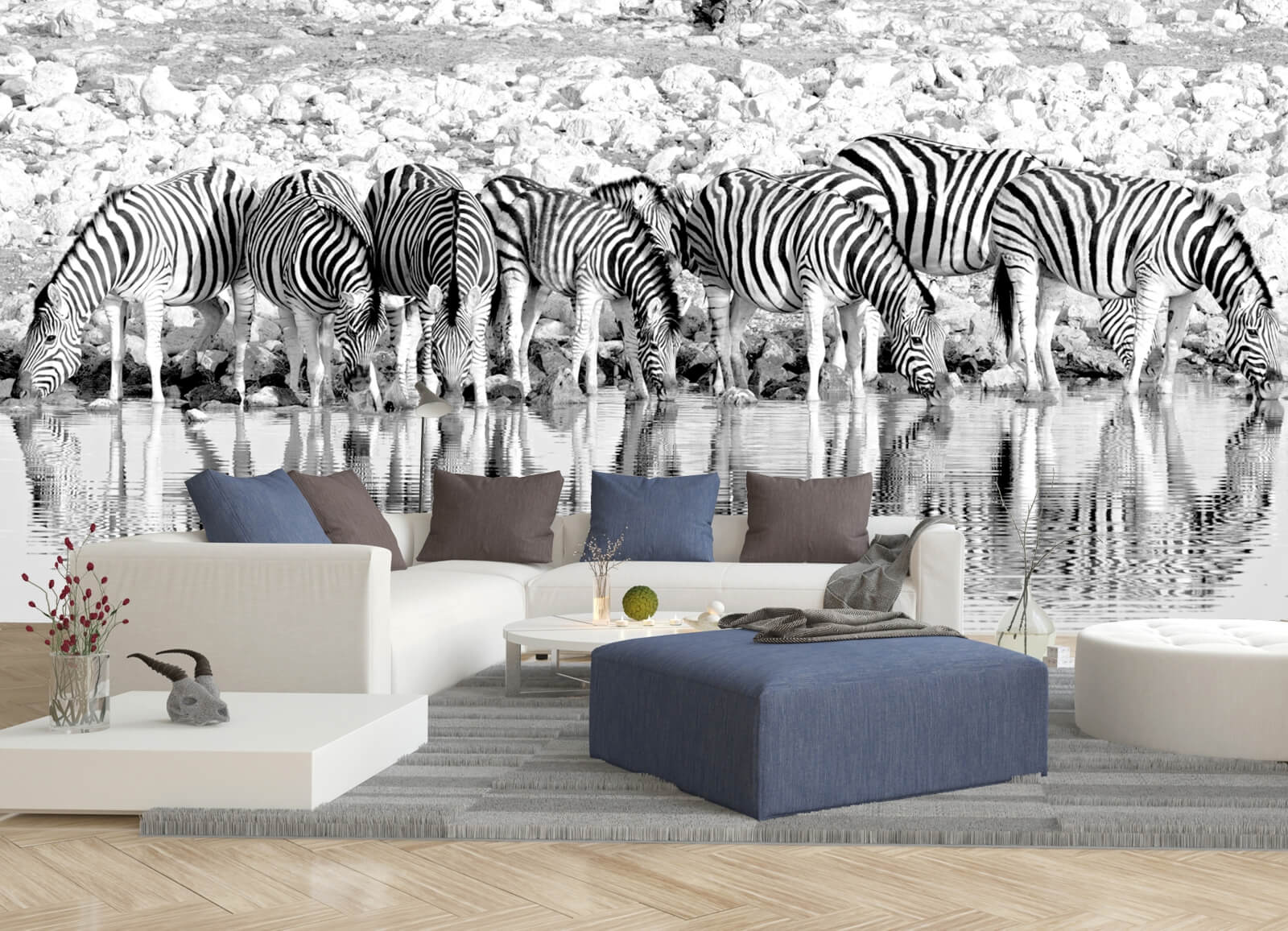 Vlies Tapete XXL Poster Fototapete Panorama Zebra Herde