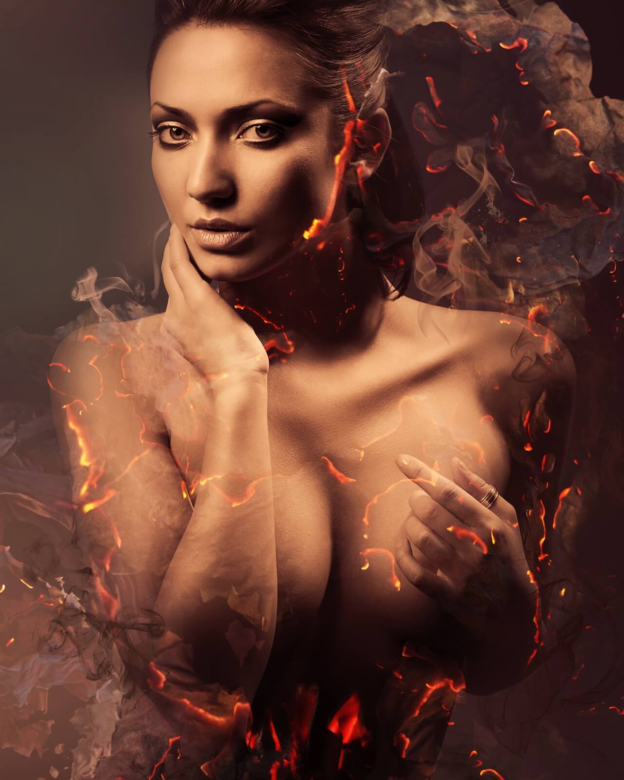 Vlies Tapete XXL Poster Fototapete Erotik Lady Fire