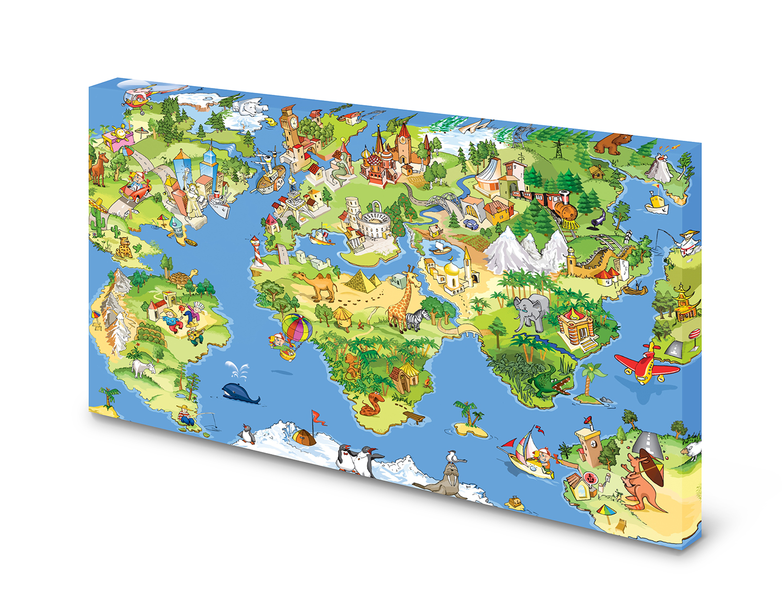 Magnettafel Pinnwand Bild   Weltkarte für Kinder XXL gekantet