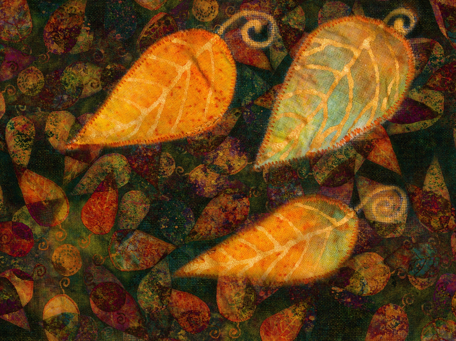 Vlies Tapete Fototapete Muster Stoff Patchwork Herbst Blätter