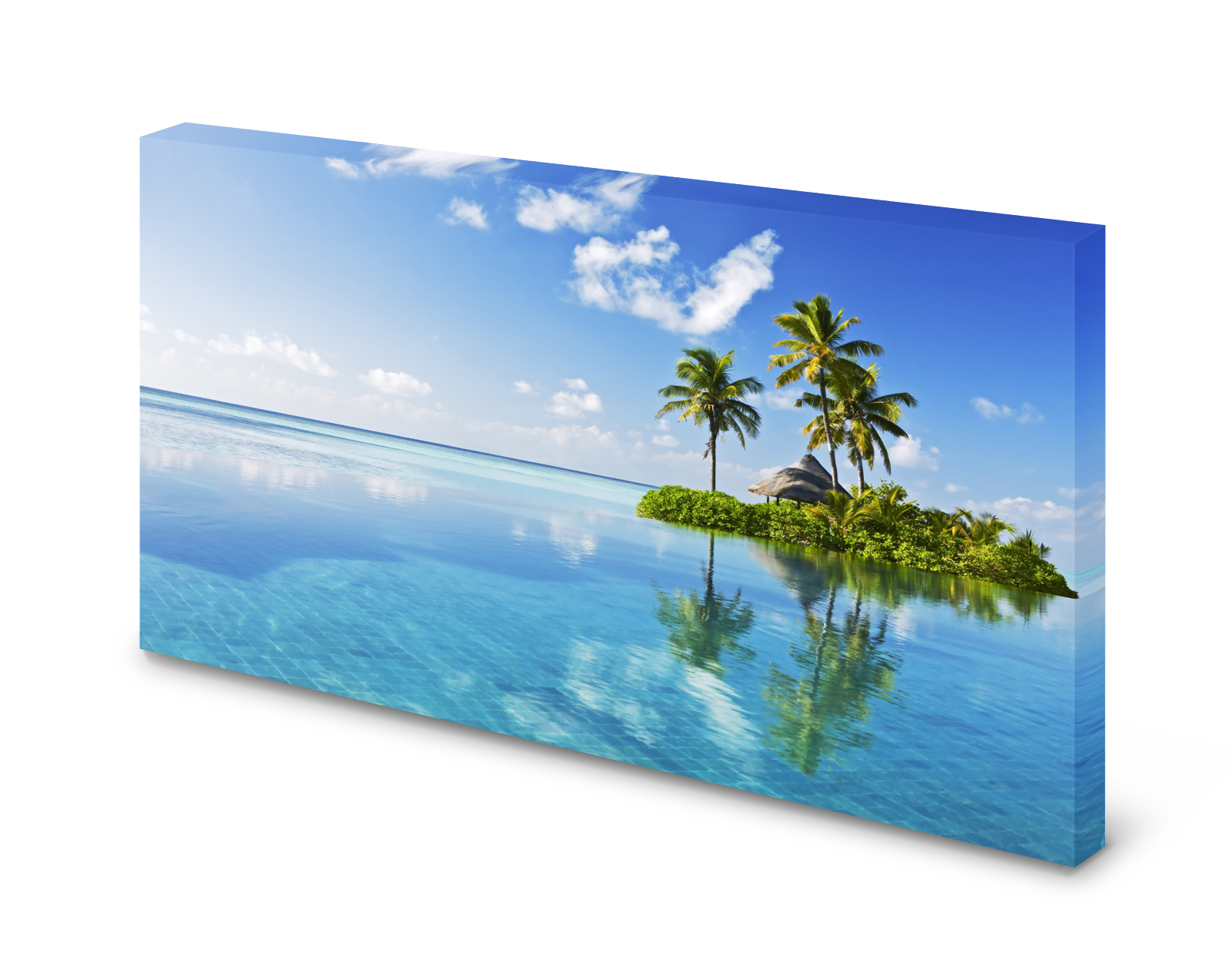 Magnettafel Pinnwand Bild Natur Insel Palmen Urlaub Meer gekantet