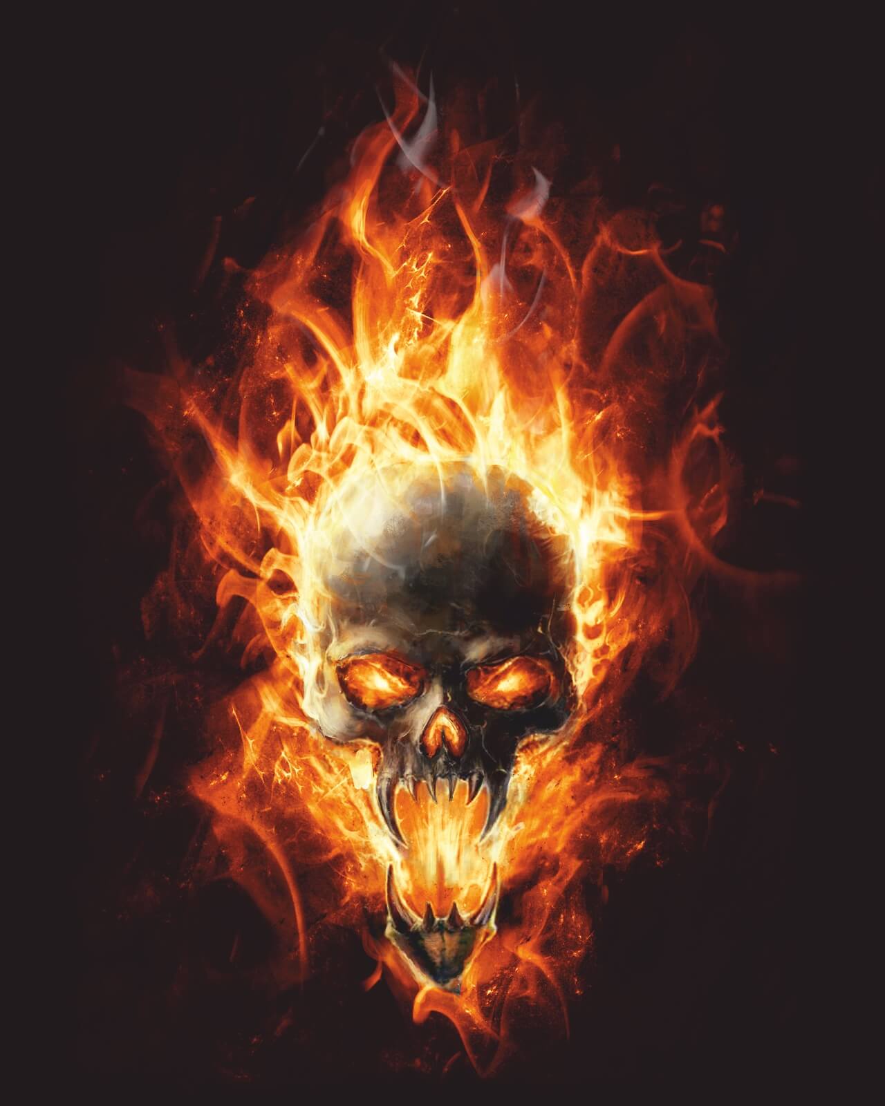 Vlies XXL Poster Fototapete Tapete Totenkopf in Flammen
