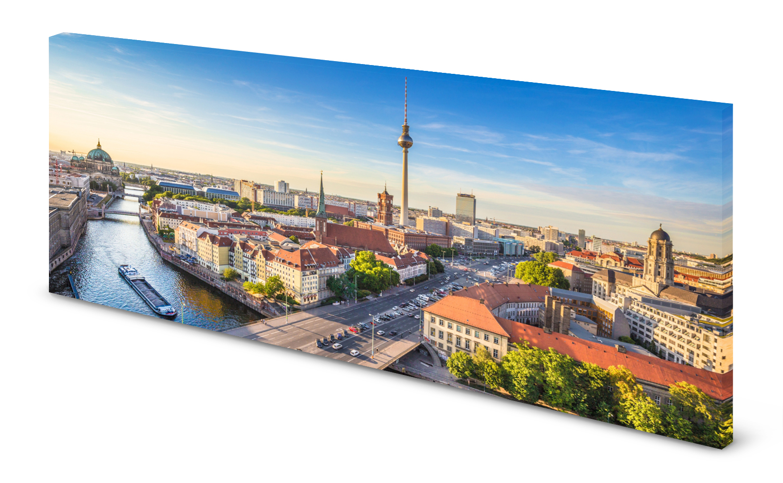 Magnettafel Pinnwand Bild Panorama Berlin Skyline Spree gekantet