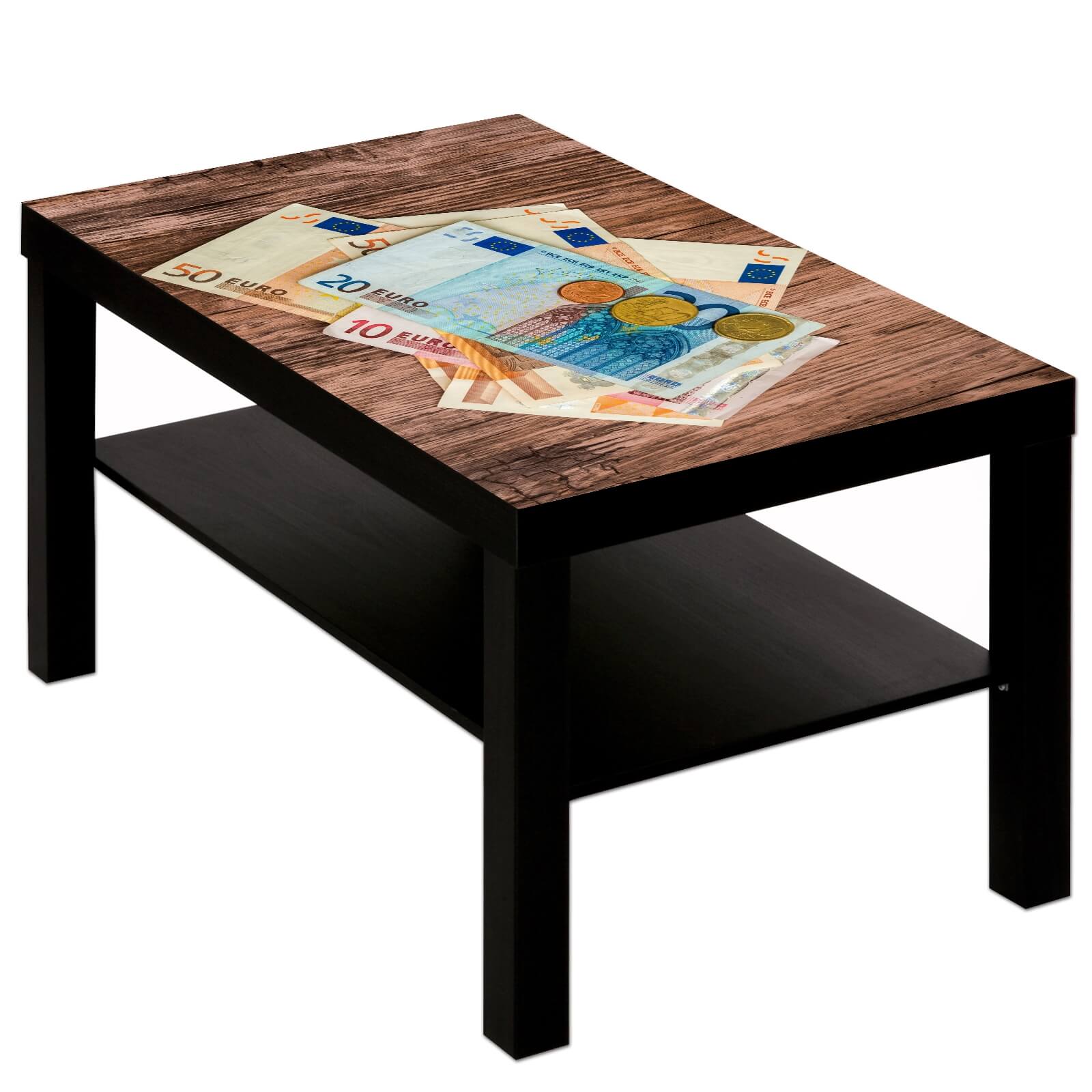Couchtisch Tisch mit Motiv Bild Geld auf Holz