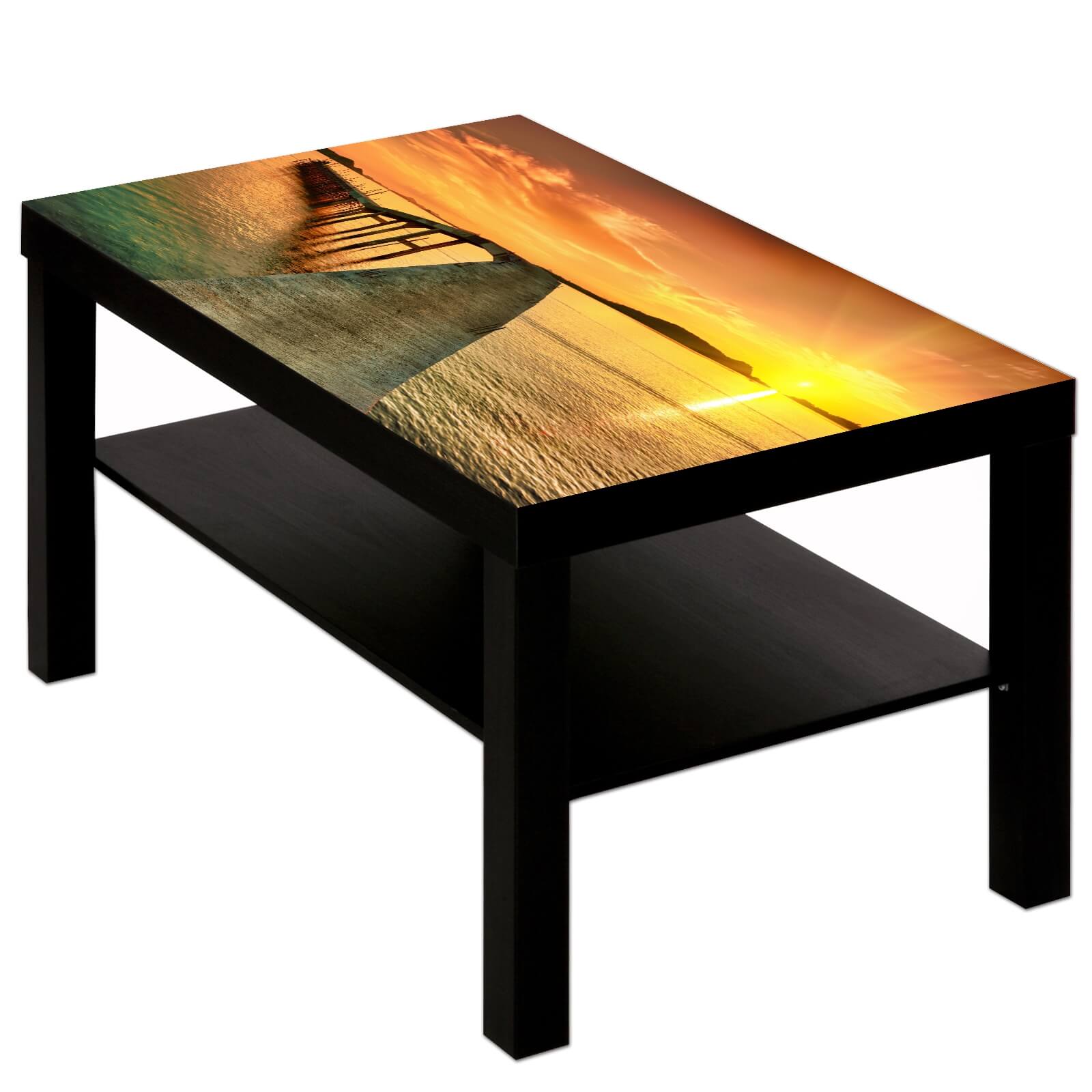 Couchtisch Tisch mit Motiv Bild Steg in der Abendsonne 2