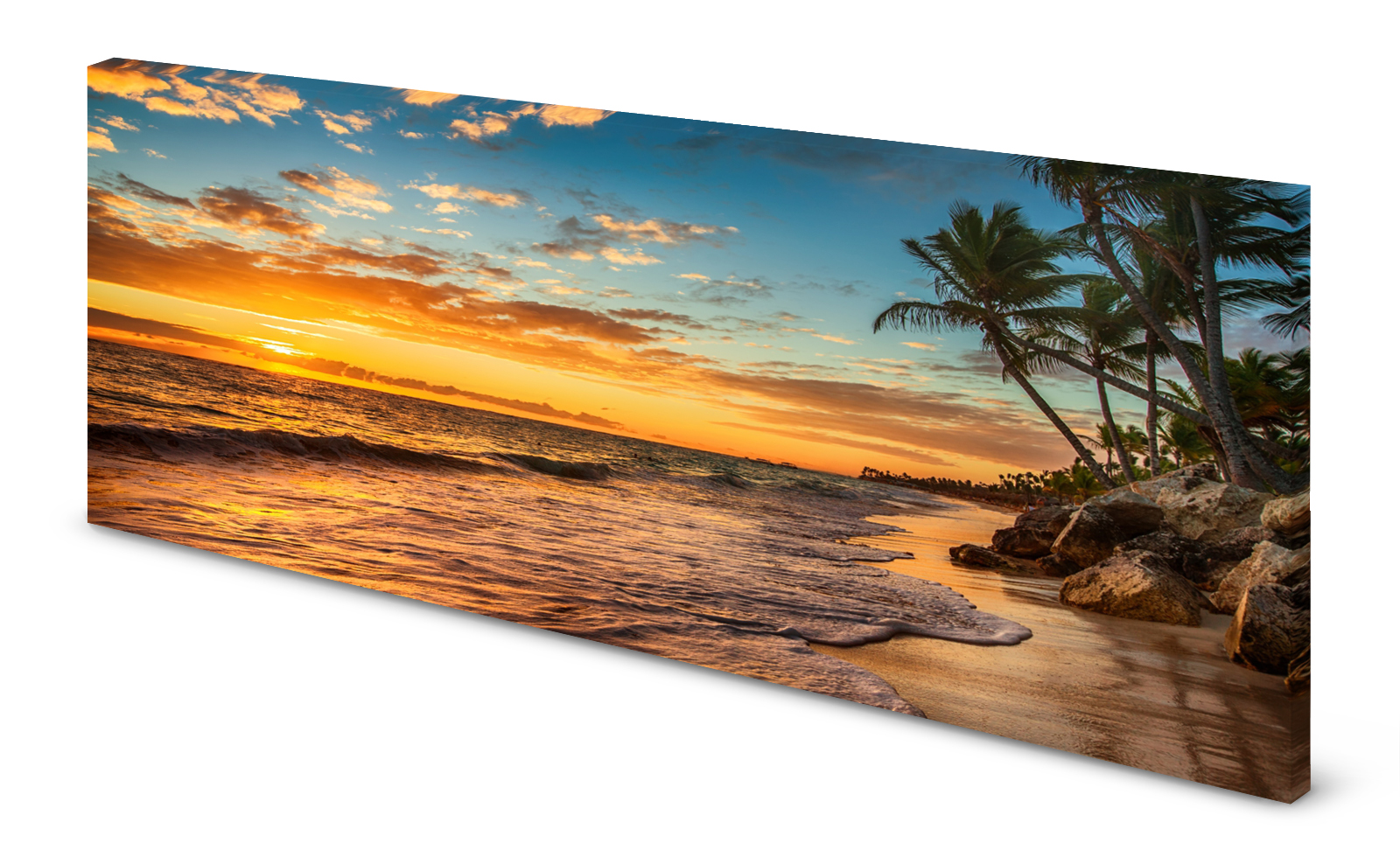 Magnettafel Pinnwand Bild Natur Sonnenuntergang Palmen Strand gekantet