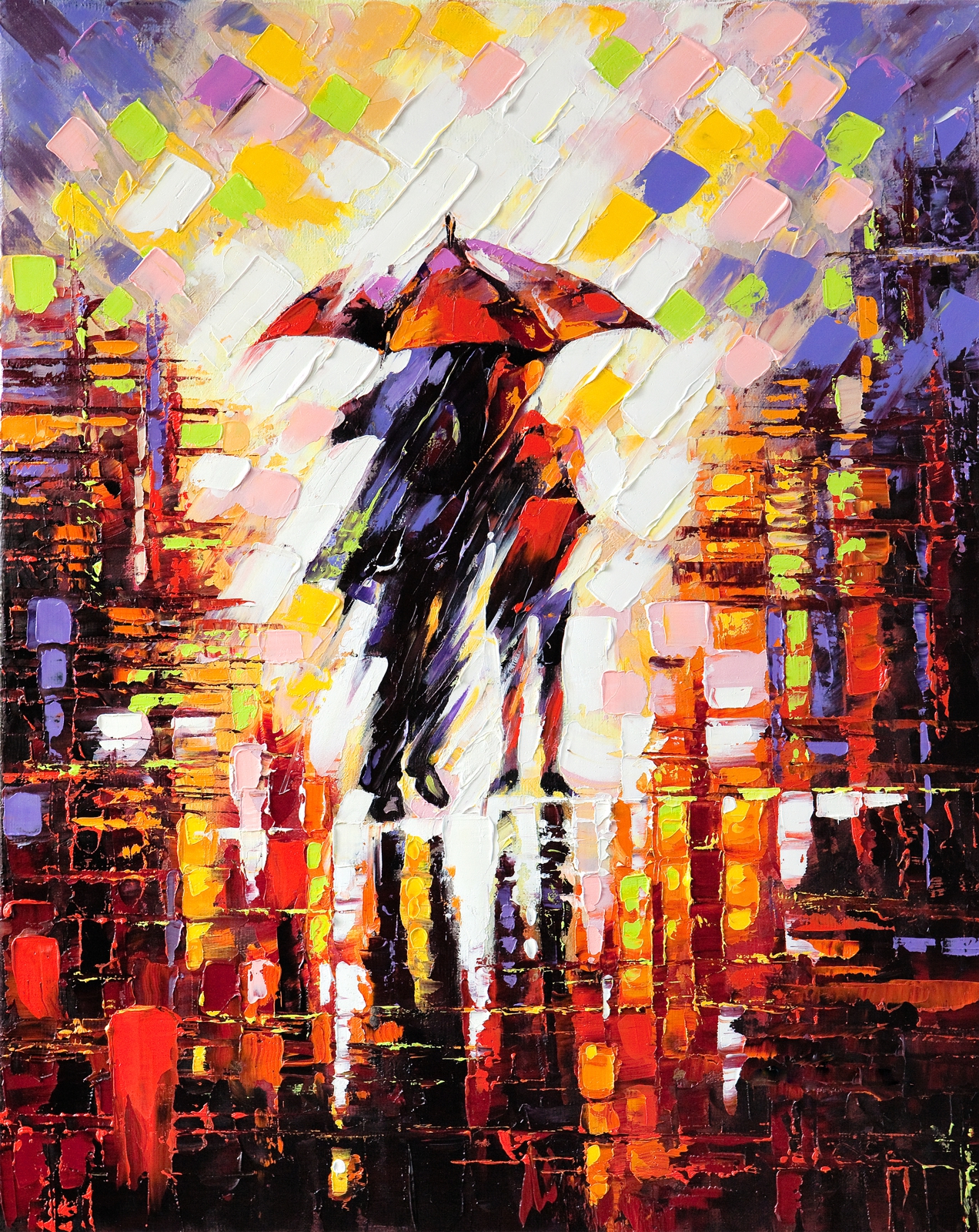 Leinwandbild Gemälde Regen