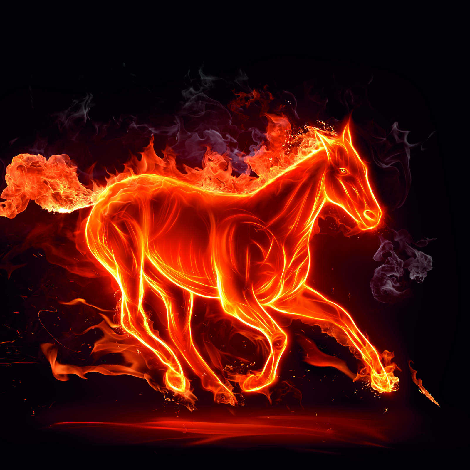 Beistelltisch Couchtisch mit Motiv Pferd in Flammen