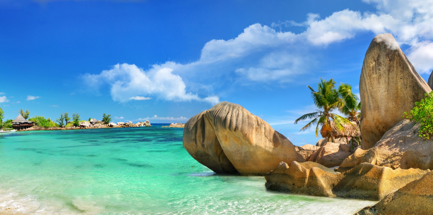Magnettafel Pinnwand Bild XXL Panorama Seychellen Insel Strand