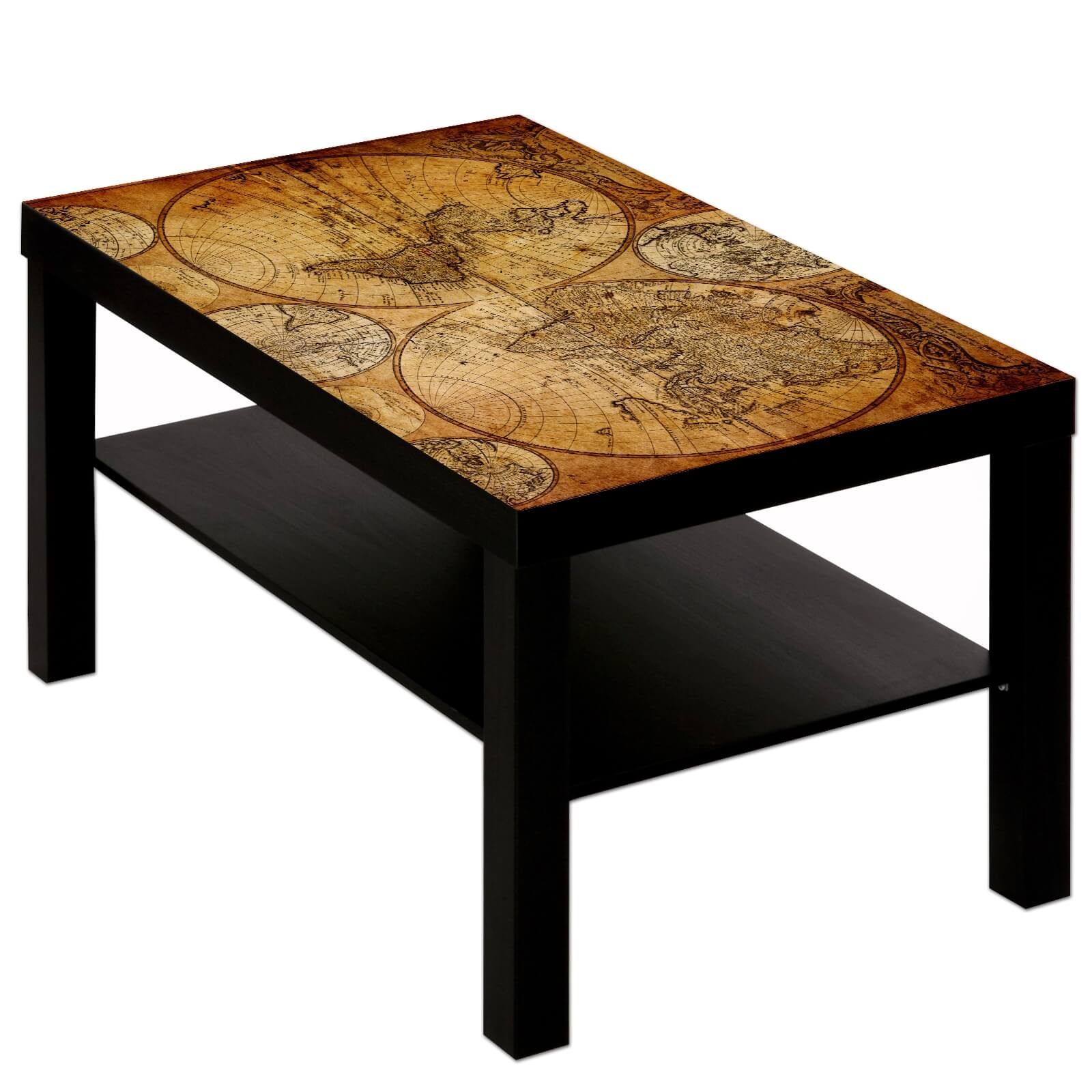Couchtisch Tisch mit Motiv Bild Weltkarte Globus Antik 3