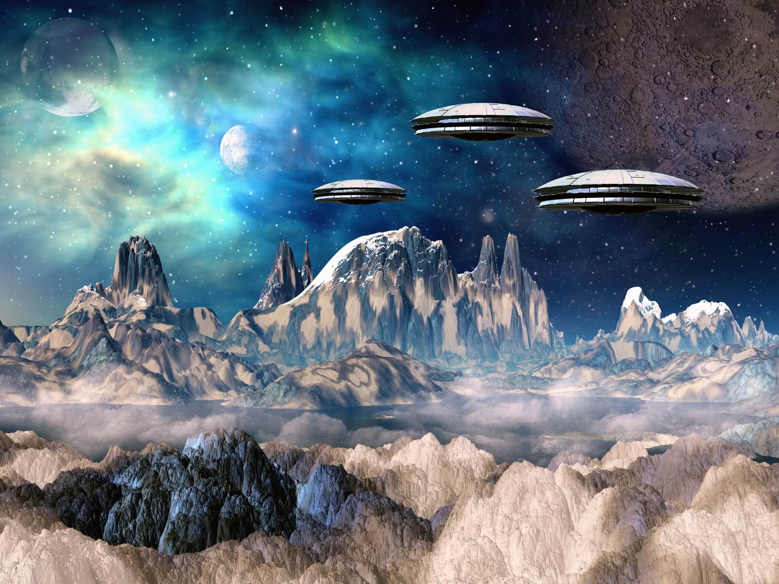 Vlies Tapete Poster Fototapete Science-Fiction Weltraum Ufo