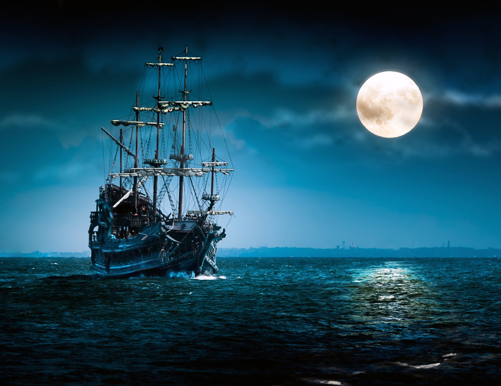 Leinwand Bild edel Fantasy Piraten Schiff