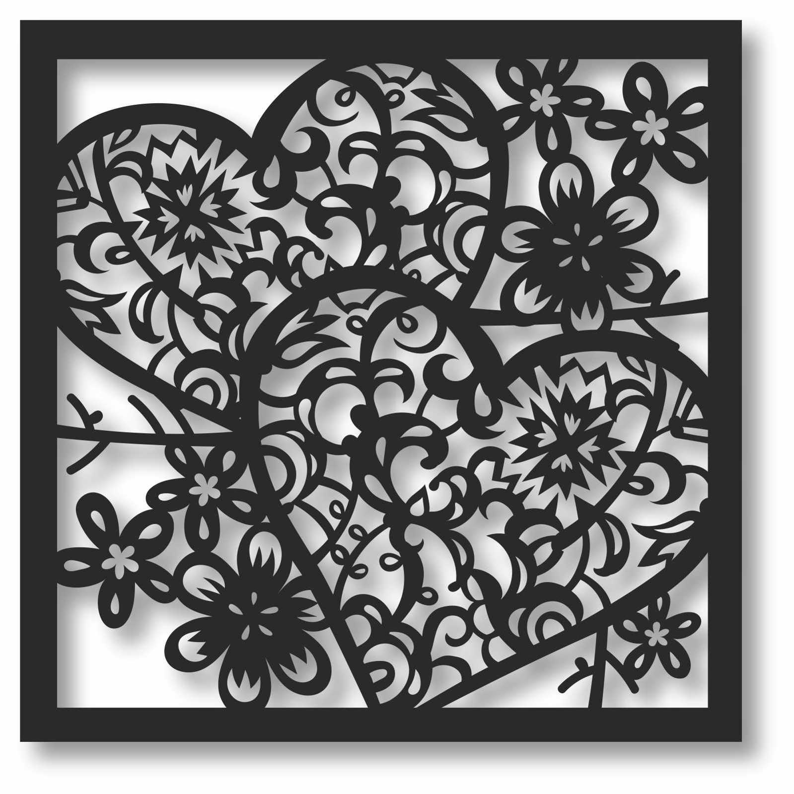 Bild Wandbild 3D Wandtattoo Acryl Mobile Herzen Herz Blumen Muster