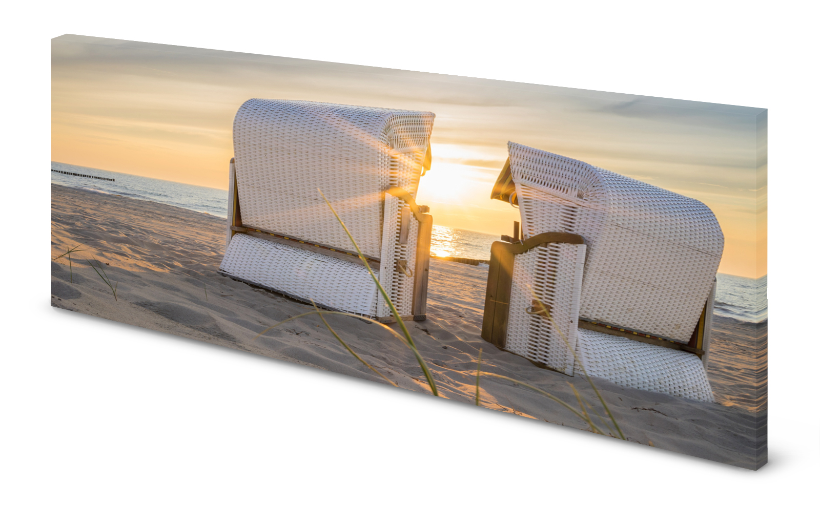 Magnettafel Pinnwand Bild Strandkorb Sonnenuntergang Natur gekantet