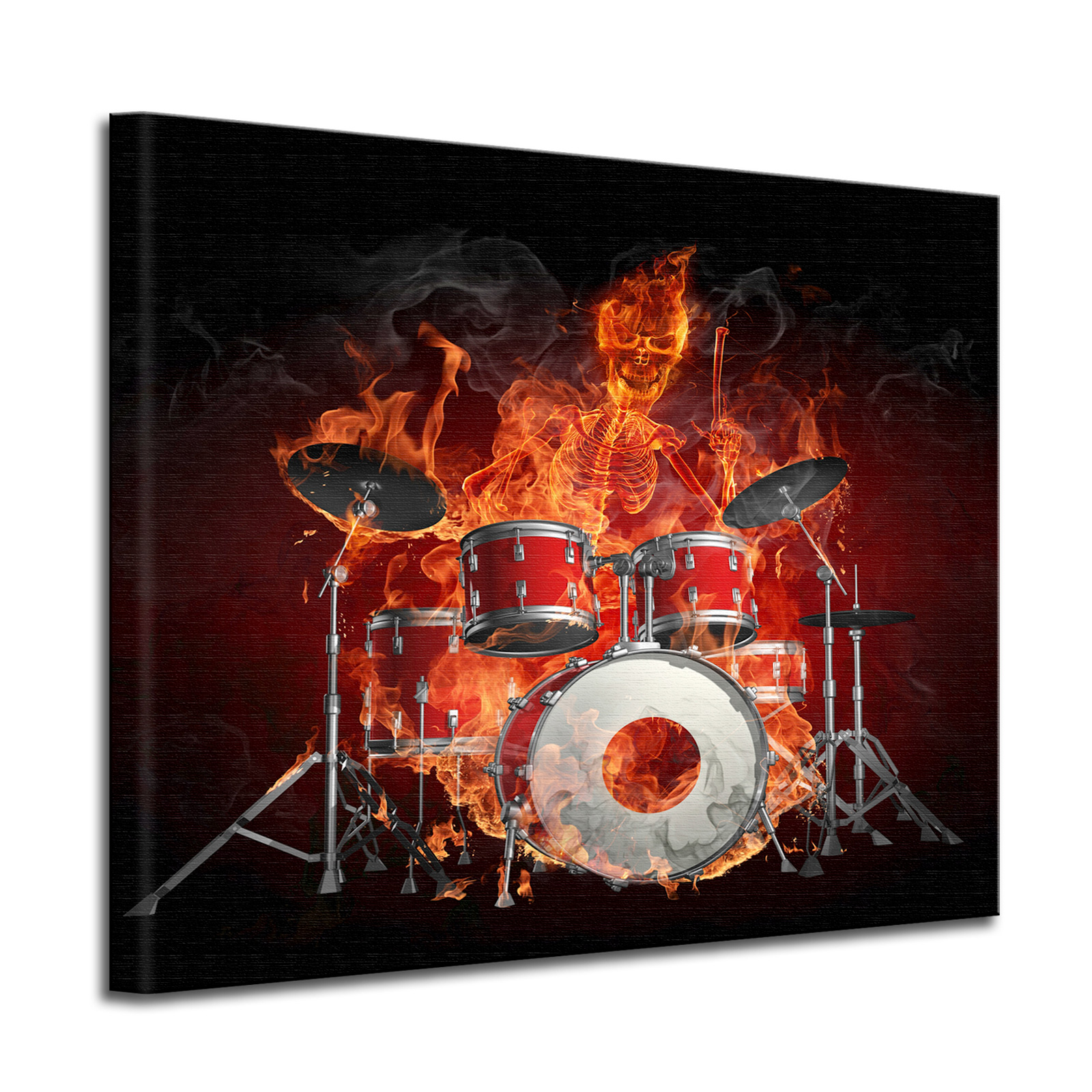 Leinwandbild Burn Brennendes Skelett mit Schlagzeug