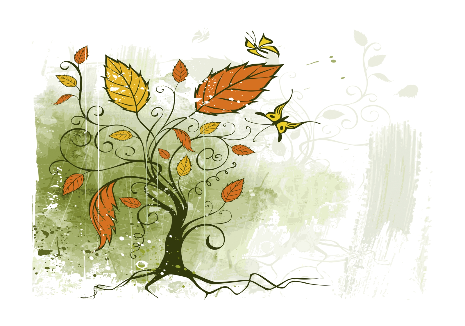 Leinwandbild Bild Wandbild  Natur & Blumen Zeichnung Baum