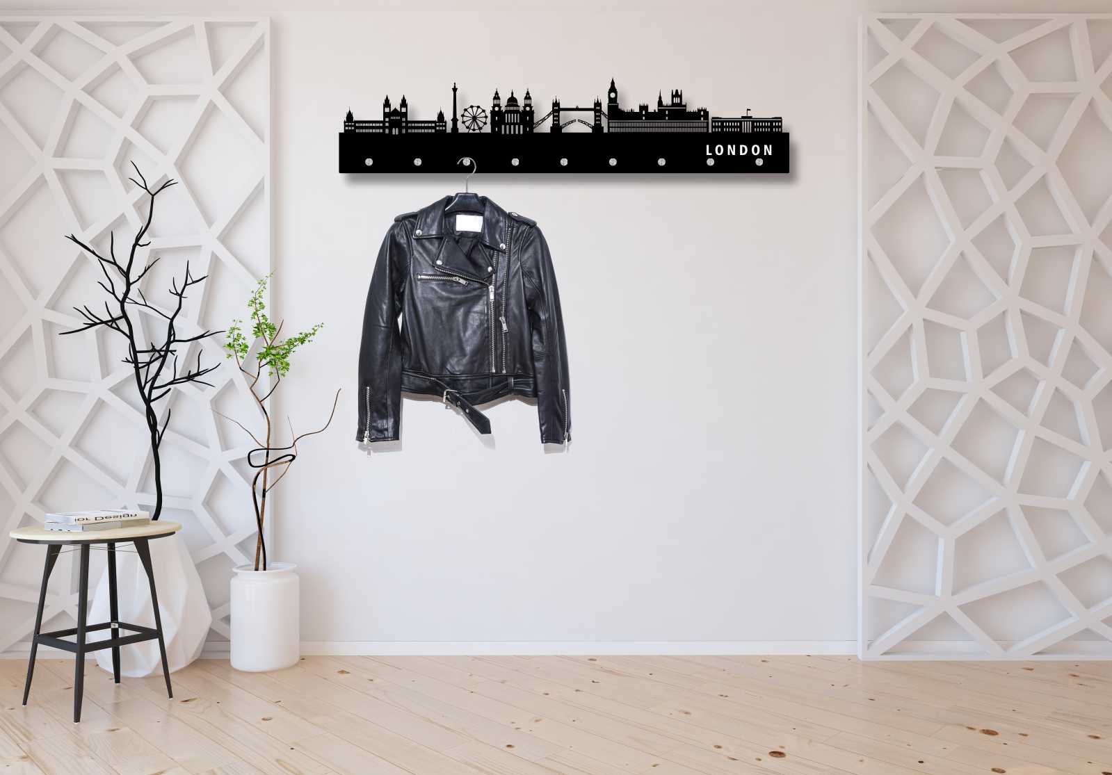 Garderobe London Wandgarderobe Designer-Garderobe  schwarz 120x60 cm