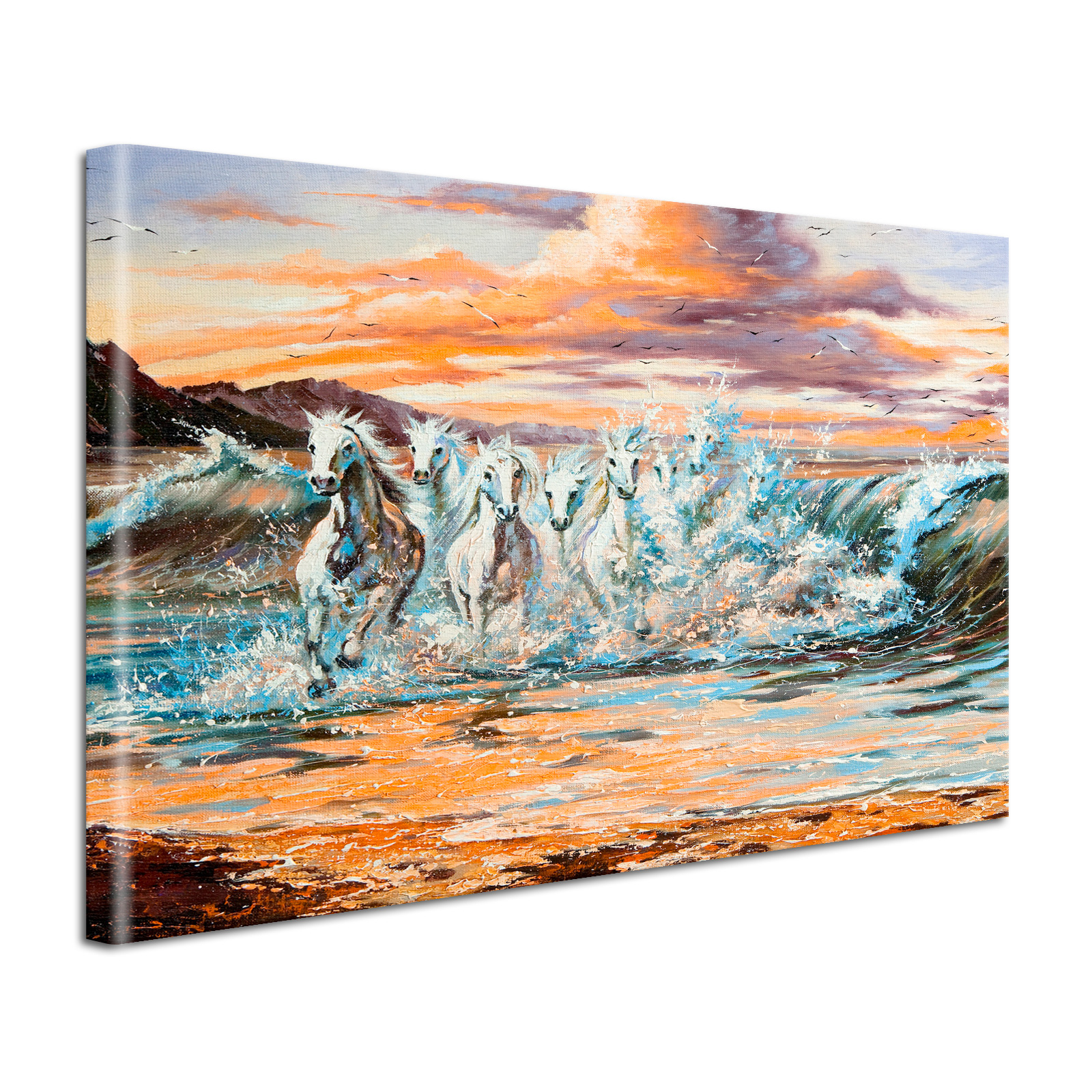 Leinwandbild Gemälde Pferde im Meer
