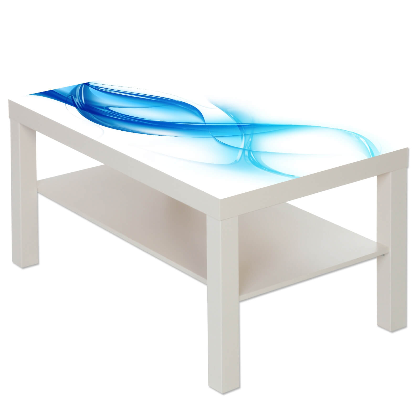 Couchtisch Tisch mit Motiv Bild Muster Welle in blau und weiß
