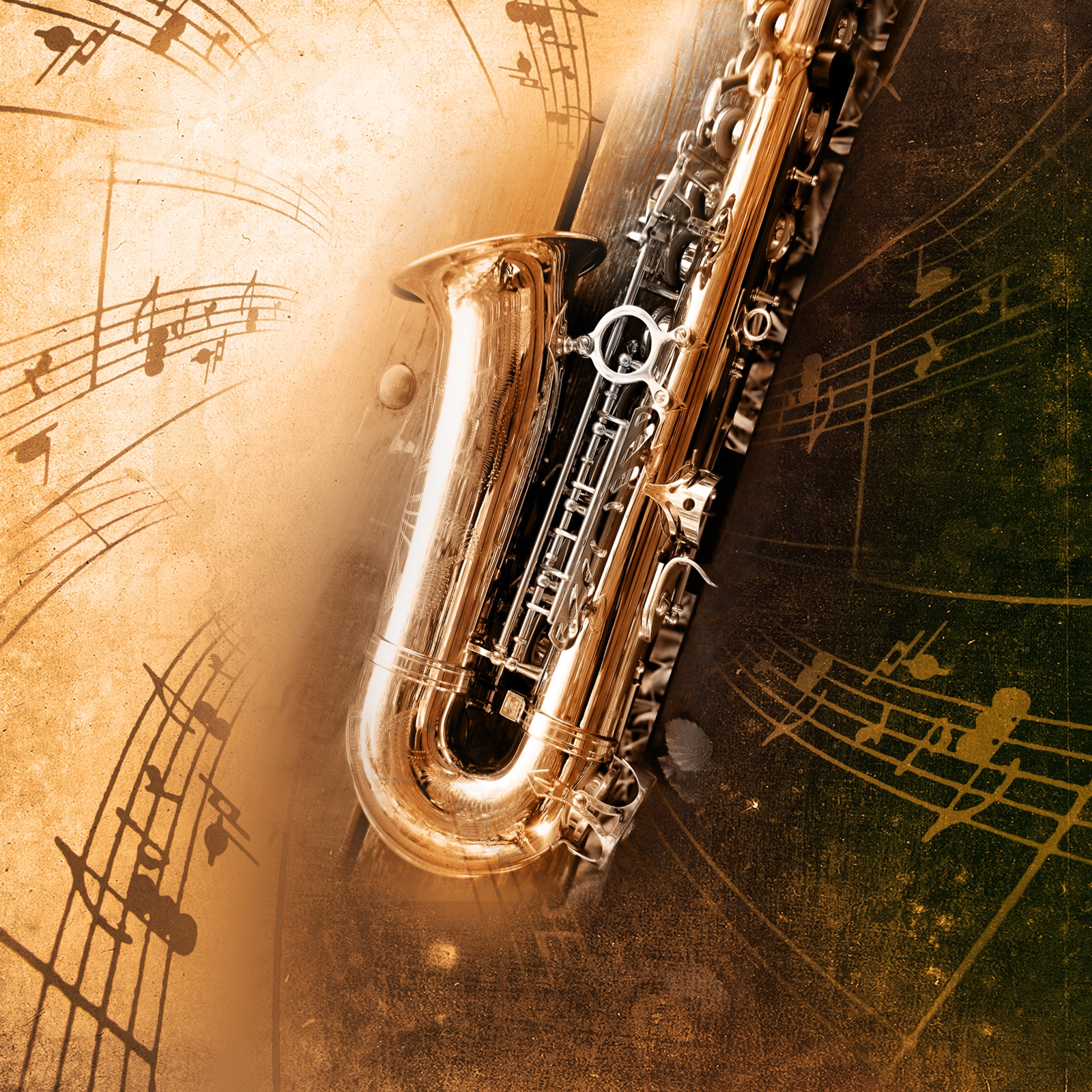 Beistelltisch Couchtisch mit Motiv Musik Saxophon