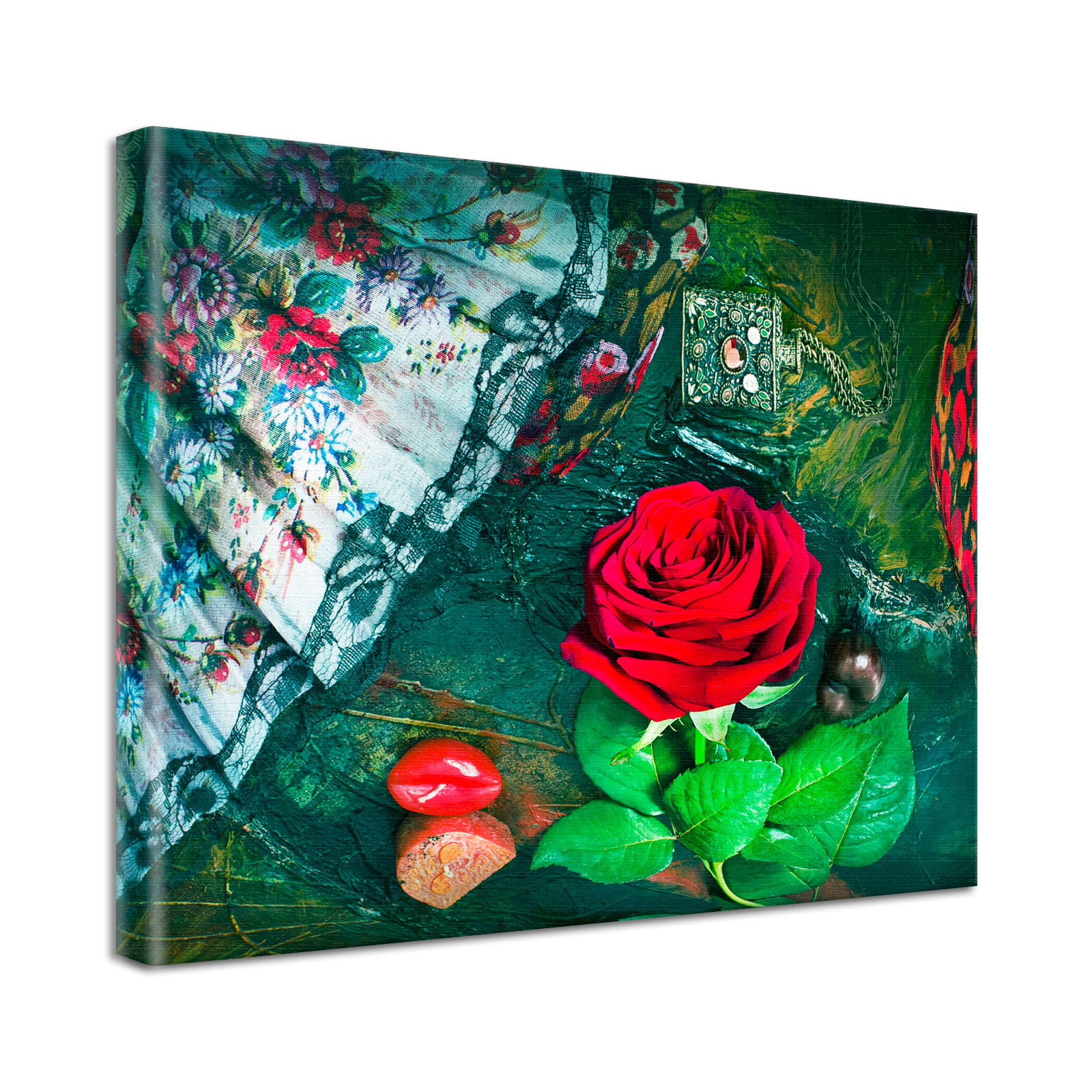 Leinwand Bild Natur & Blumen Rose  Fächer Flamenco